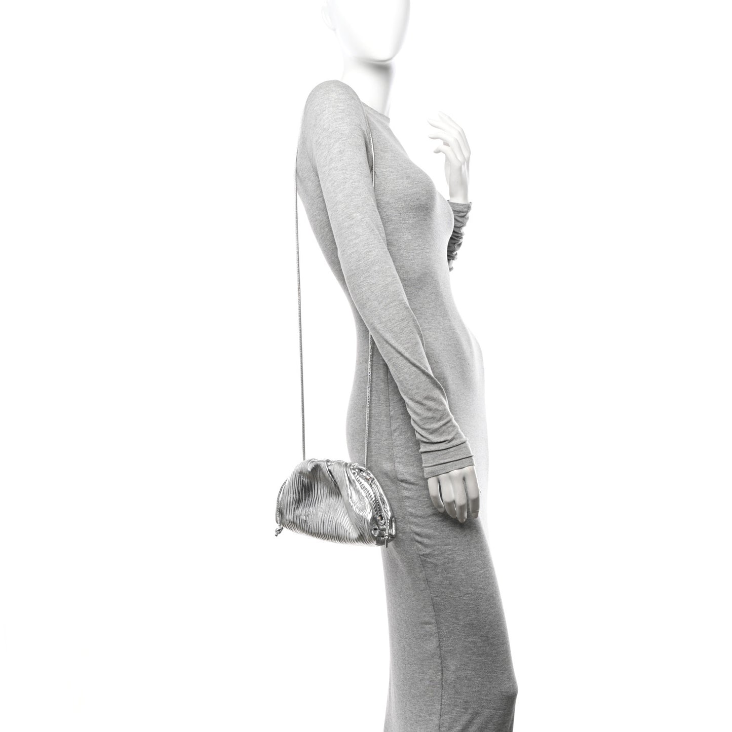 Metallic Bark Calfskin The Mini Pouch Silver