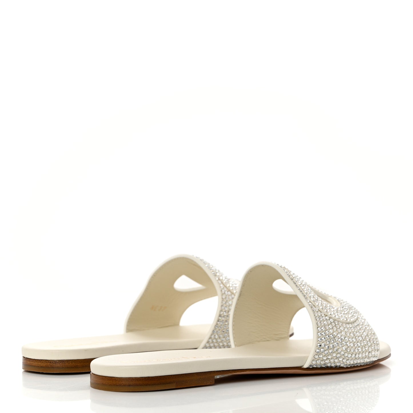 Crystal Calfskin D-Club Mule Sandal 37 White