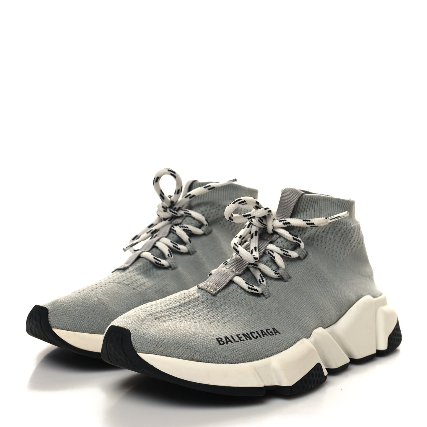 Neoprene Knit Womens Speed Lace Up Sneakers 7 Gris