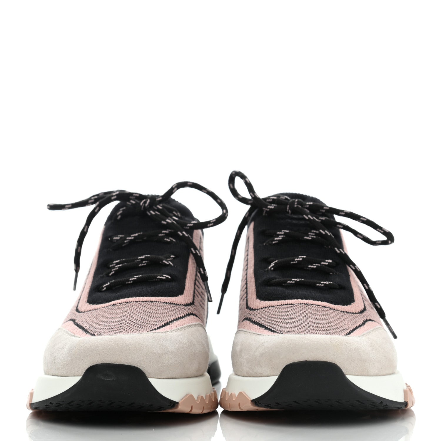 Hermes Knit Goatskin Womens Addict Sneakers 37.5 Black Multicolor 2 of 7