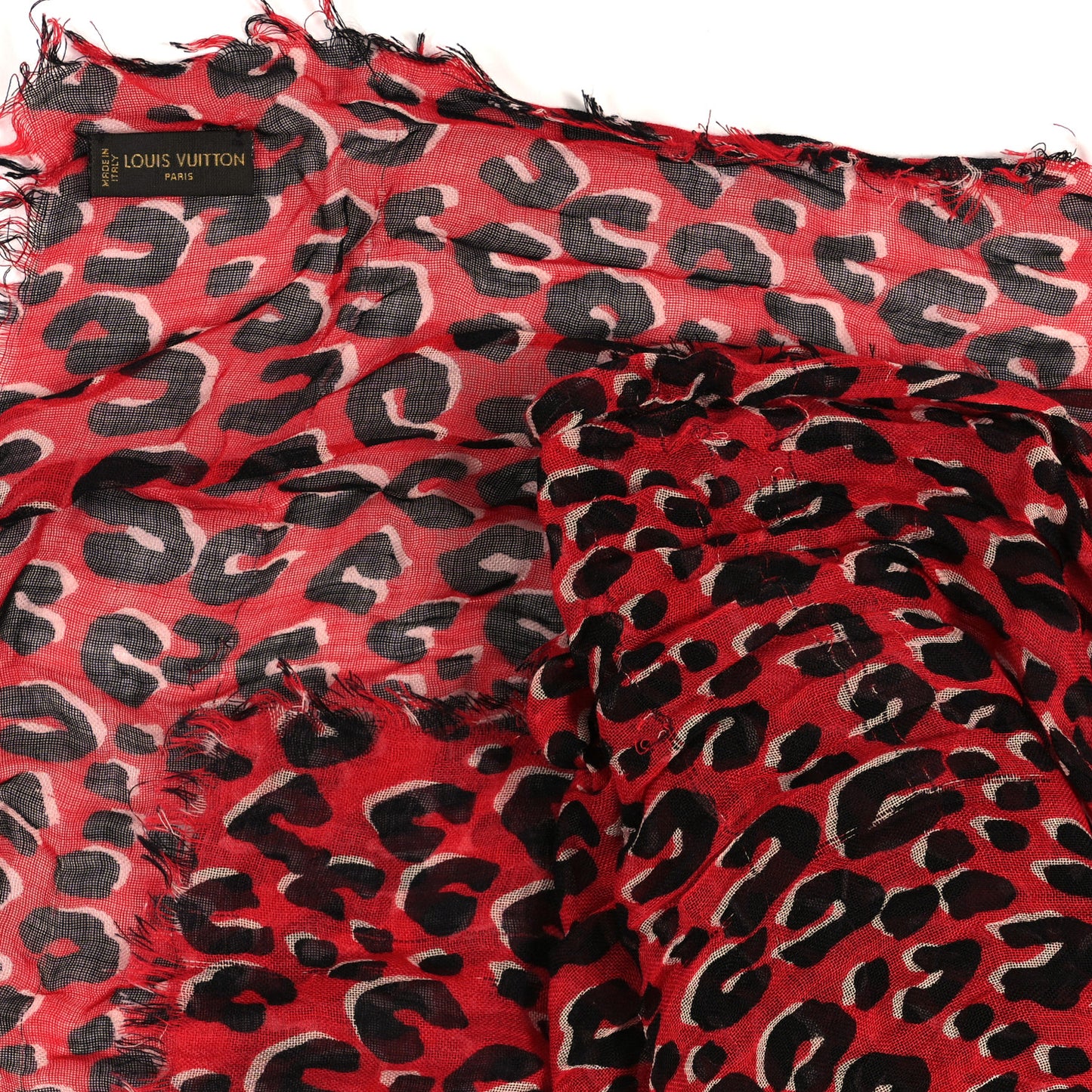 Cashmere Silk Leopard Etole Stole Rouge