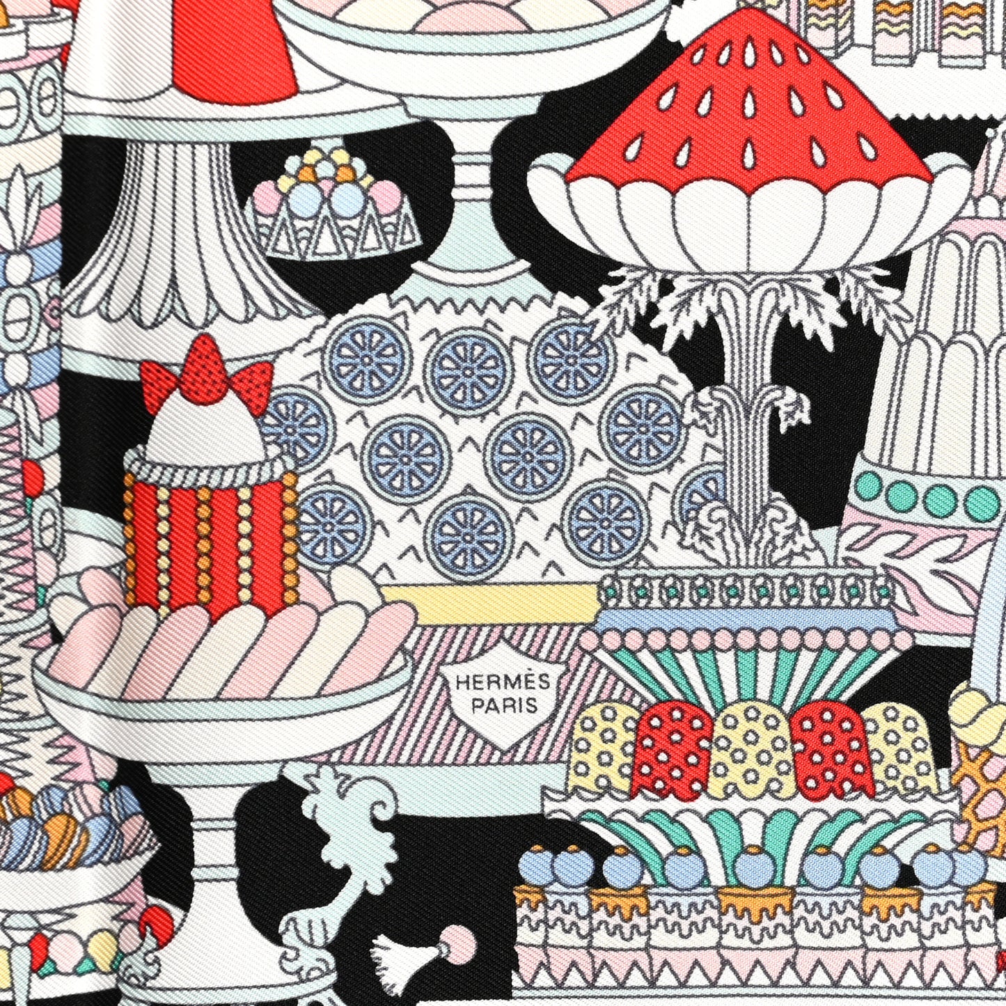 Silk La Patisserie Francaise Scarf 45 Black Menthol Multicolor
