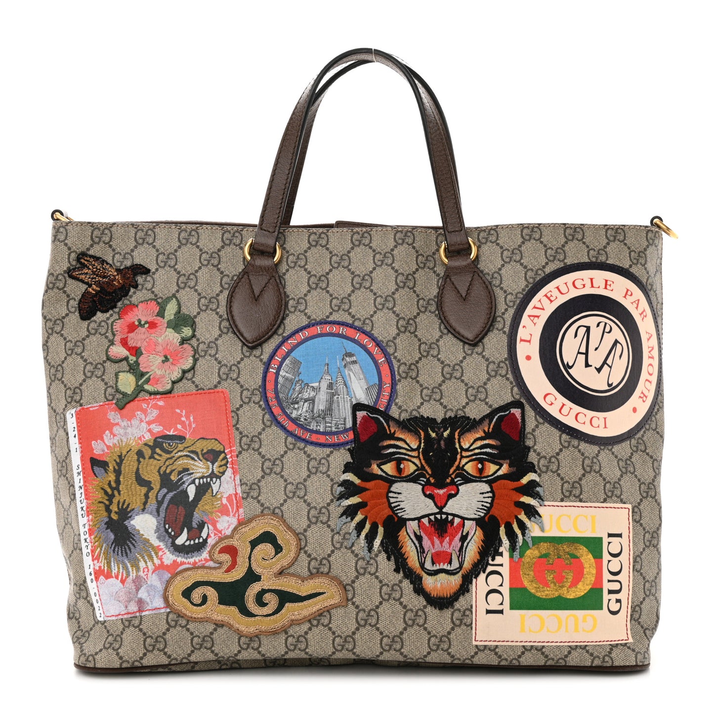 Soft GG Supreme Monogram Courrier Medium Crossbody Tote Beige New Acero