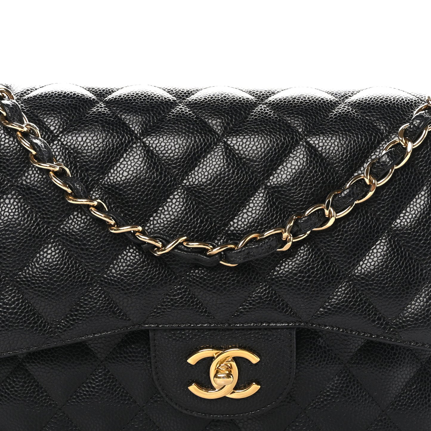 Caviar Quilted Jumbo Double Flap Black