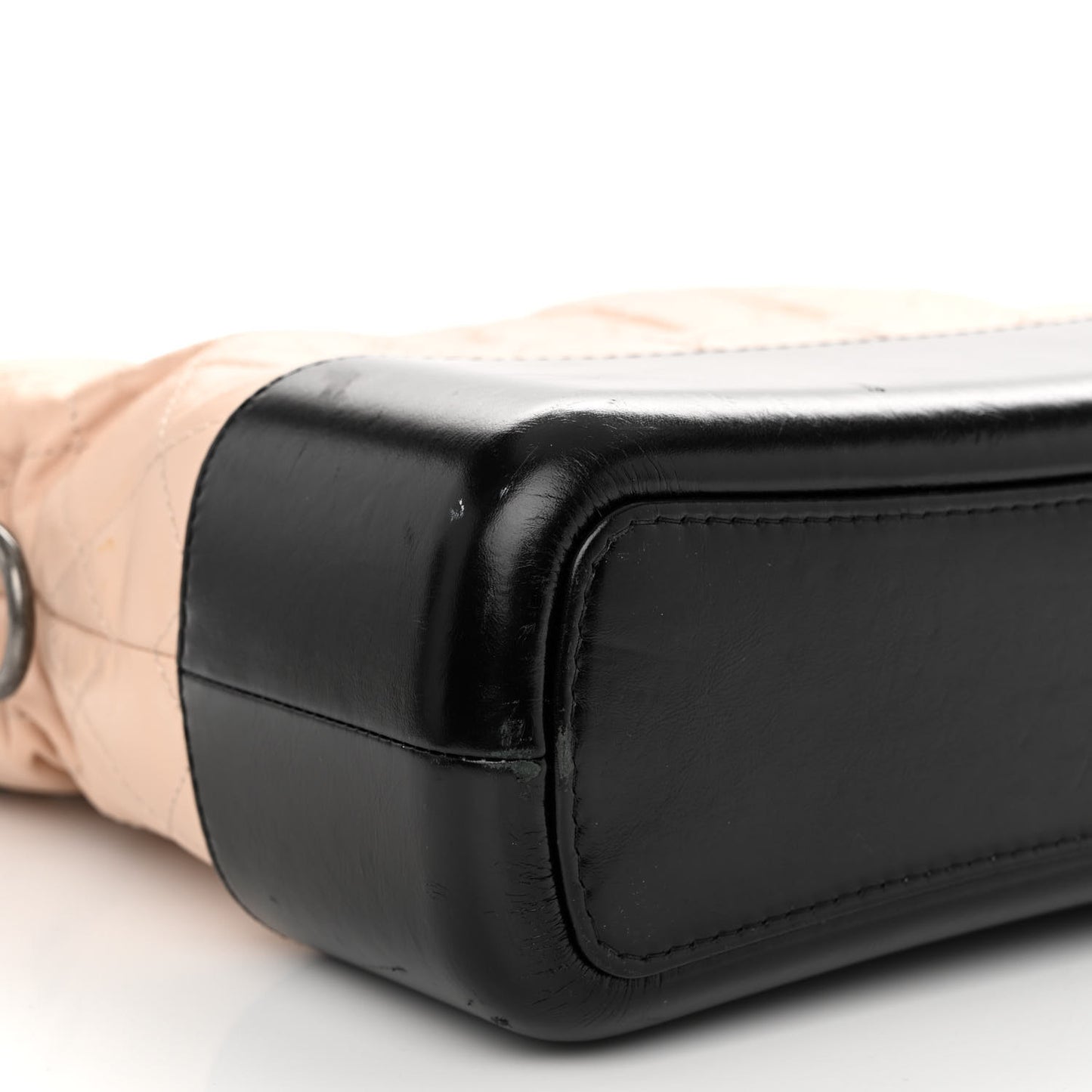 Aged Calfskin Quilted Medium Gabrielle Hobo Beige Black