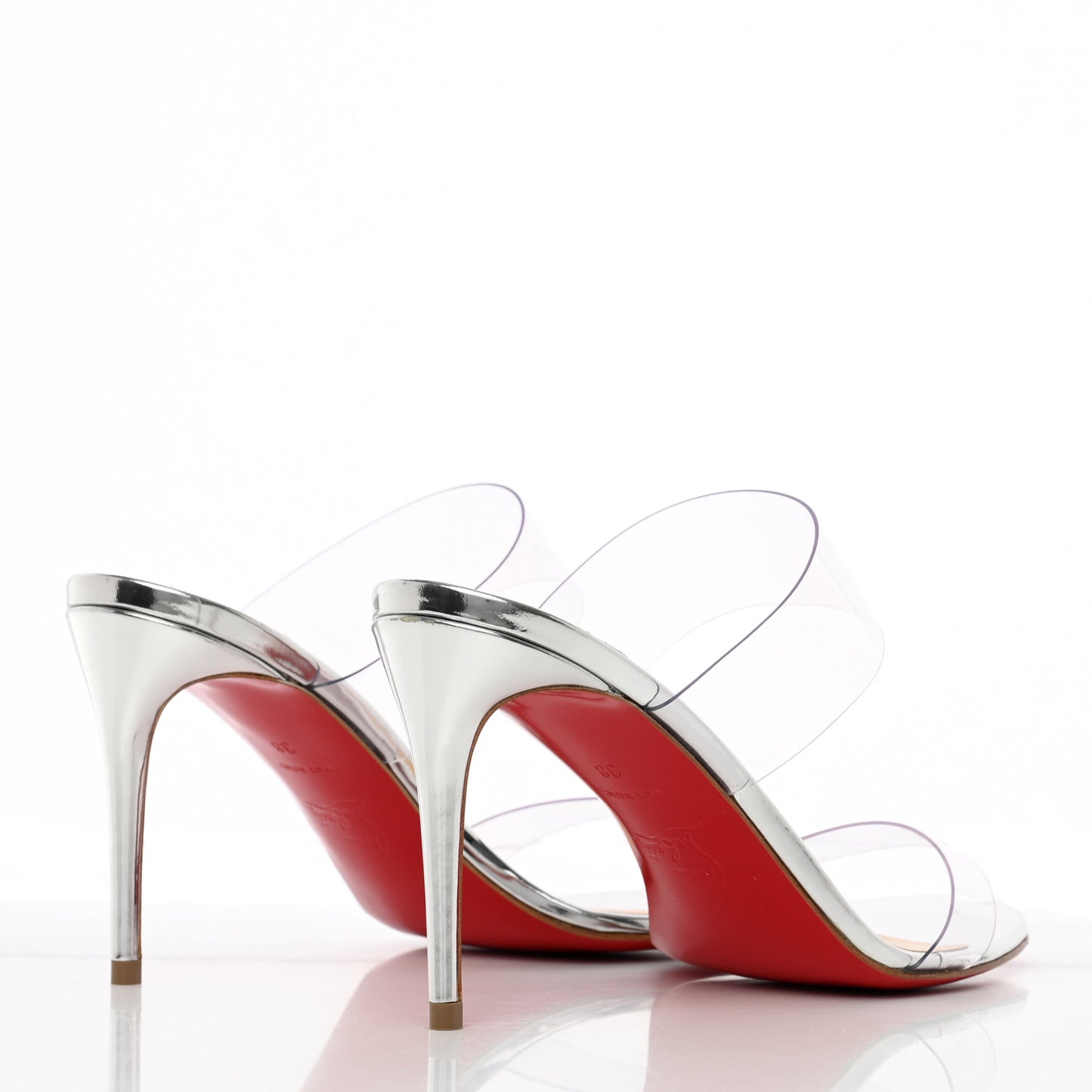 Metallic Patent PVC Just Nothing 85 Slide Sandals 38 Silver