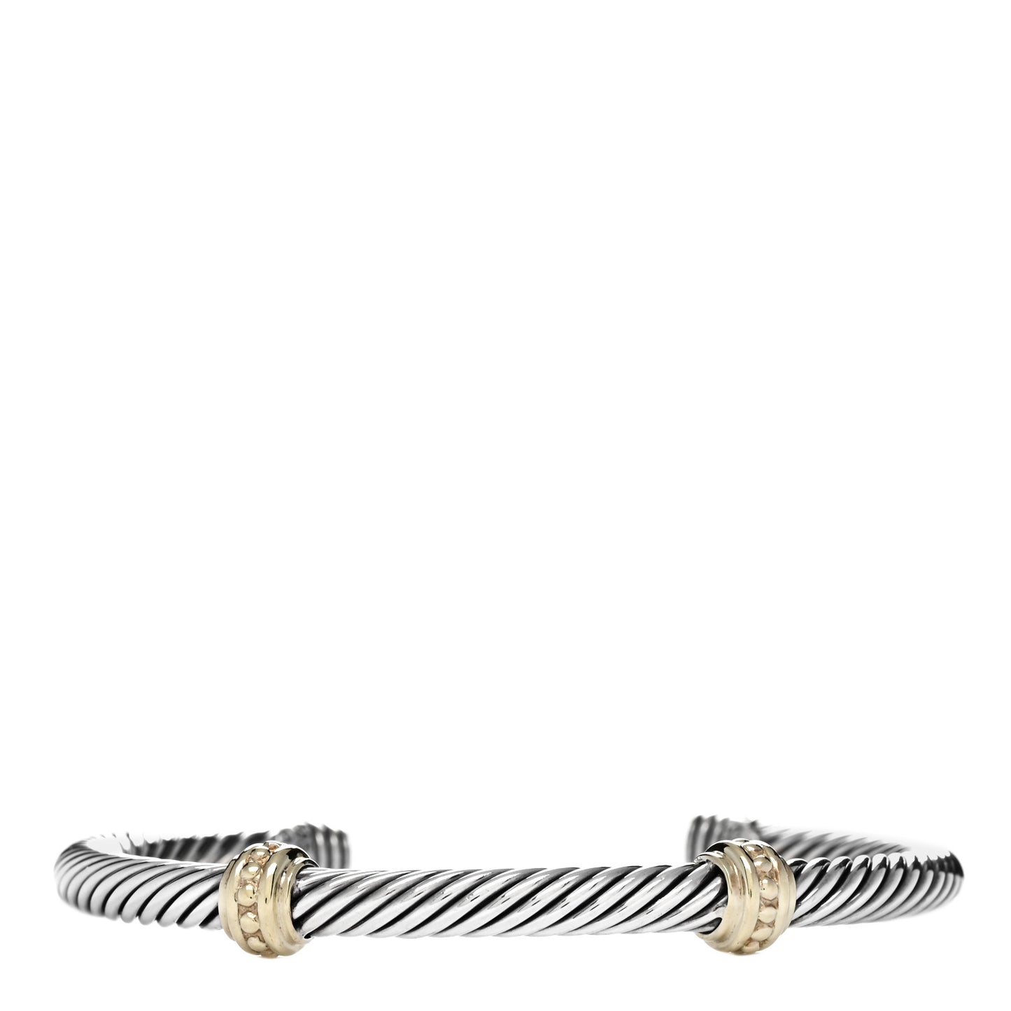 Sterling Silver 14K Yellow Gold 5mm Cable Classics Two Station Bracelet