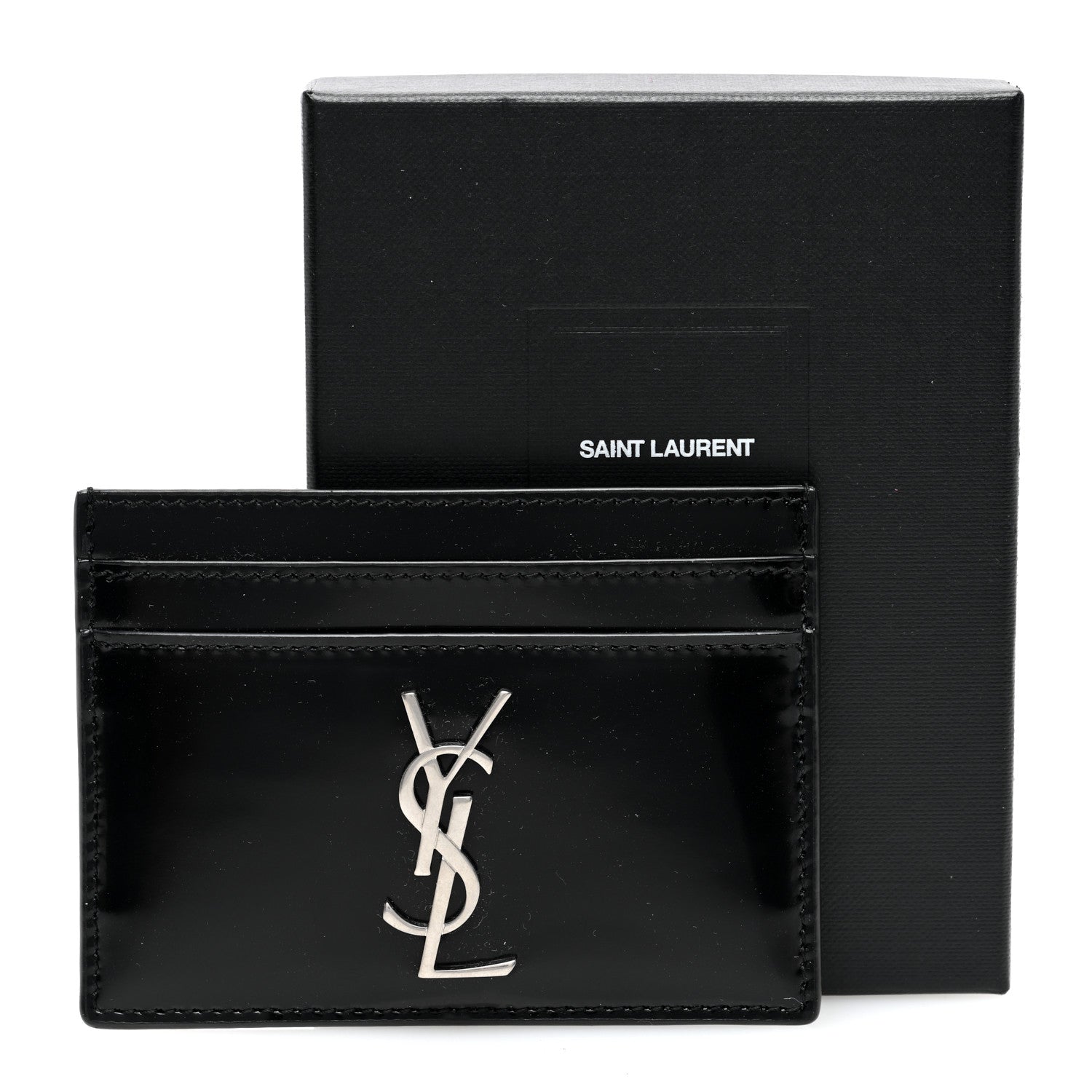 Saint Laurent Patent Calfskin Monogram Credit Card Case Black 8 of 8