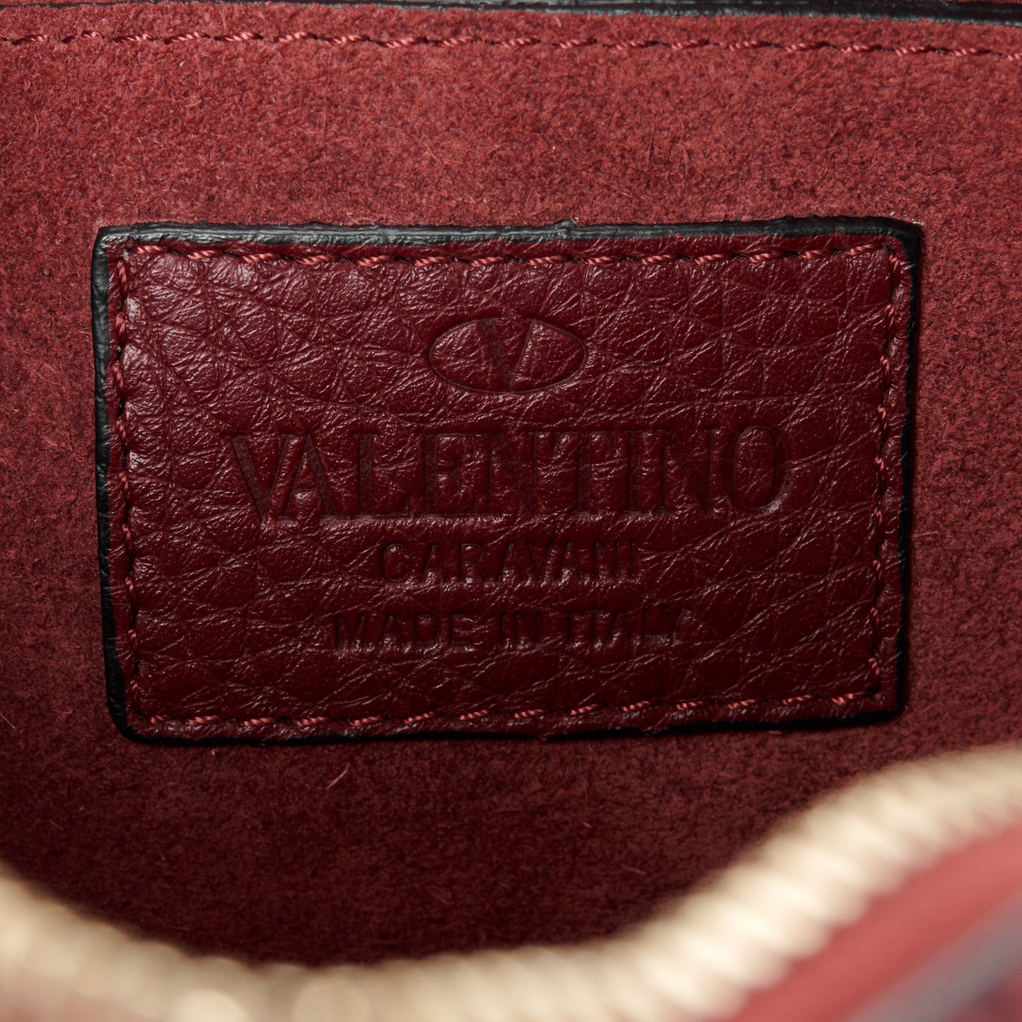Calfskin Rockstud Camera Crossbody Bag Burgundy