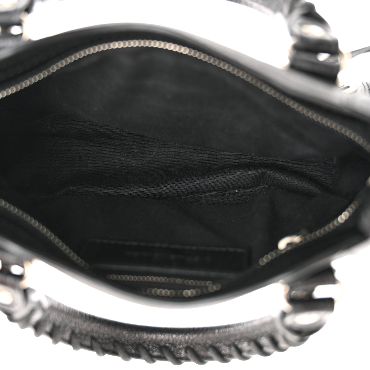 Chevre Silver Metallic Edge Hardware Mini City Black