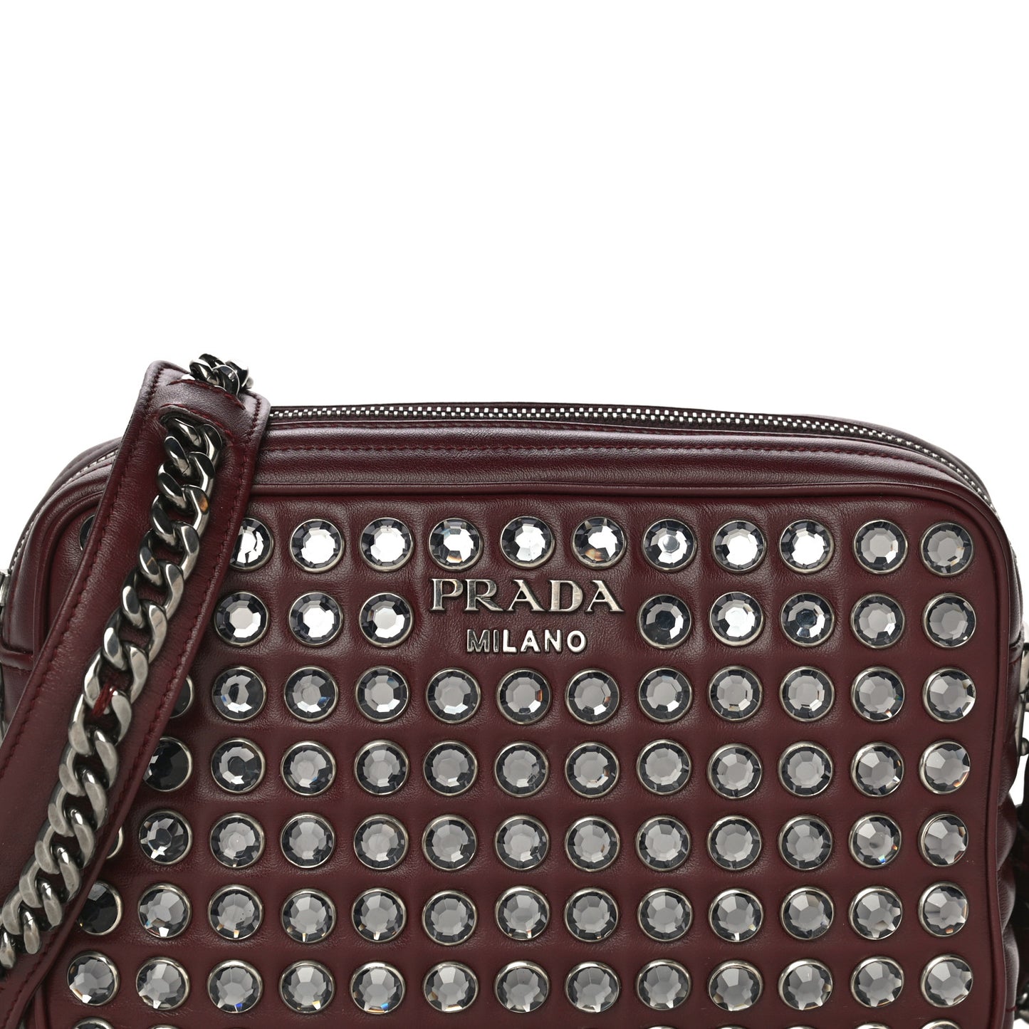 Soft Calfskin Crystal Impunture Camera Bag Granato
