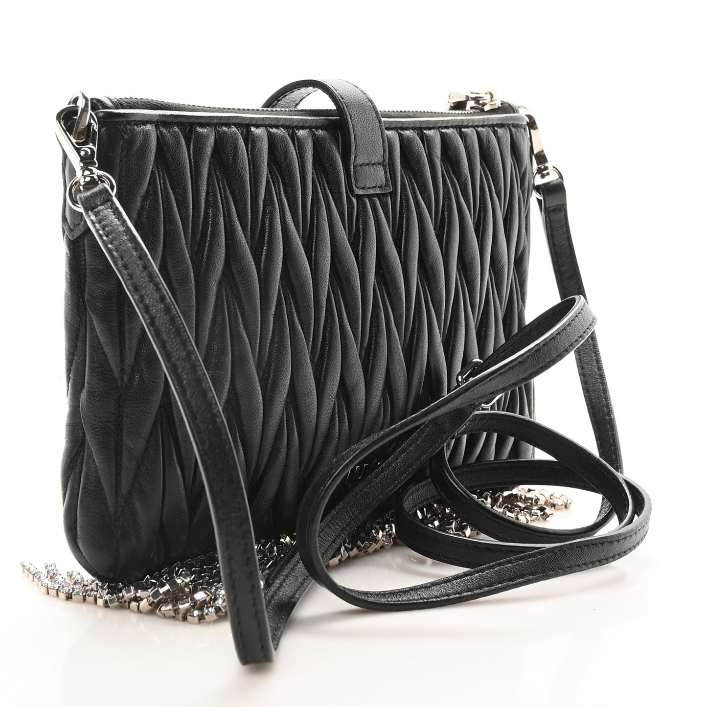 Nappa Matelasse Crystal Mini Crossbody Black