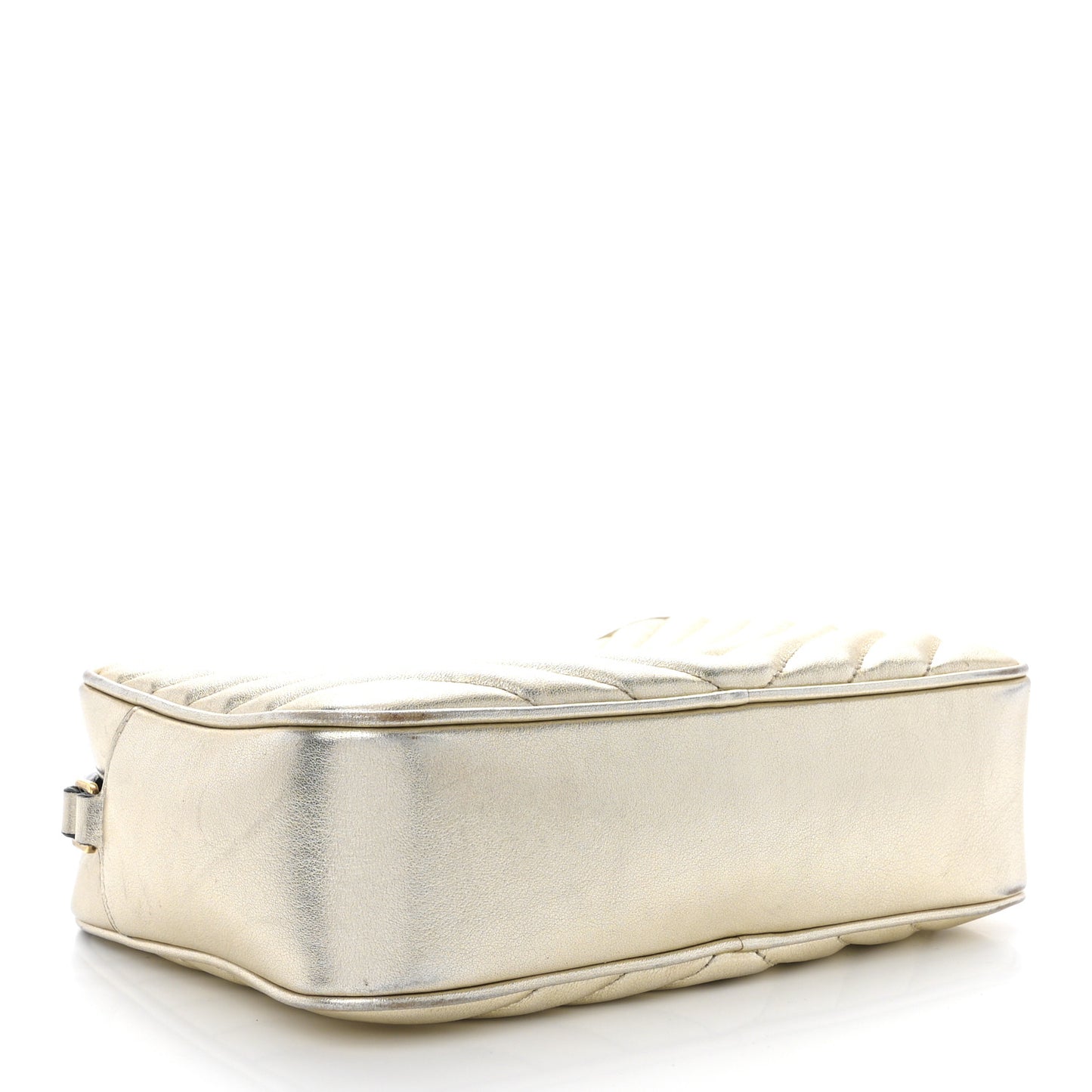 Metallic Calfskin Matelasse Monogram Lou Camera Bag Platino