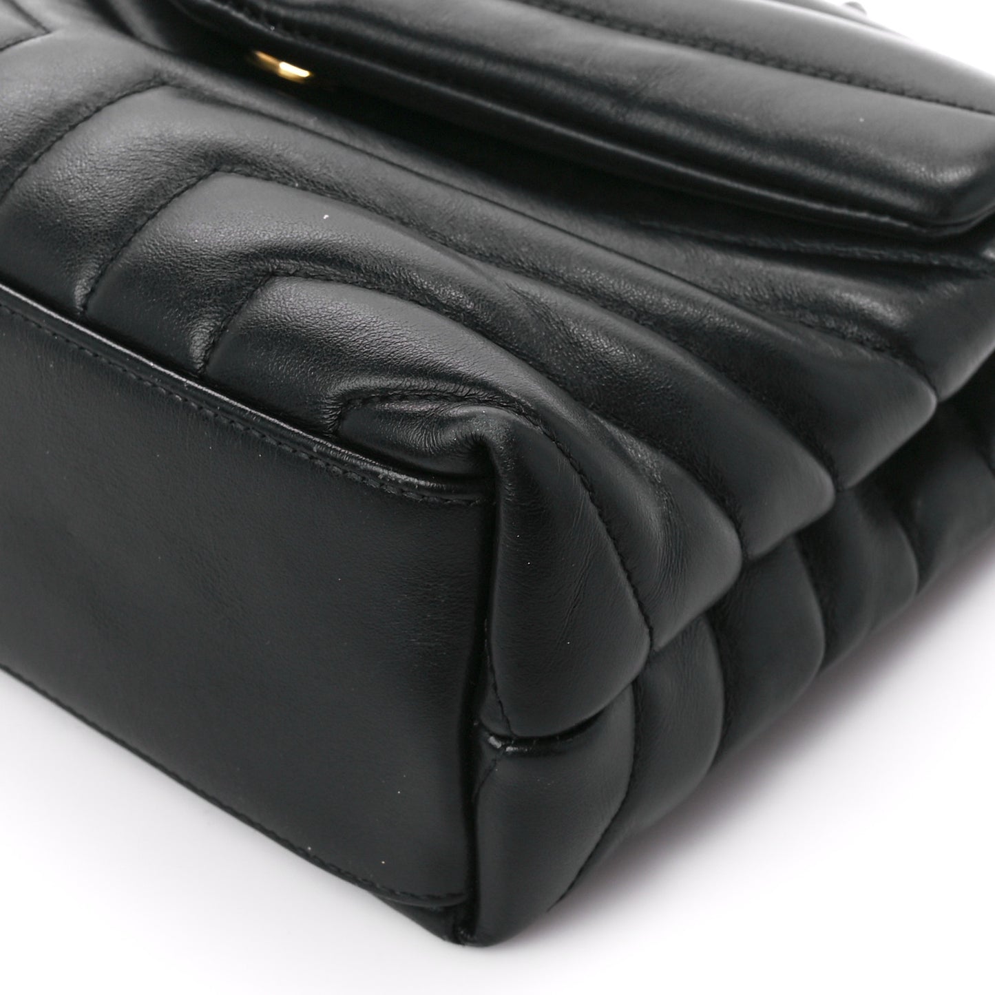Calfskin Y Quilted Monogram Small Loulou Chain Satchel Black