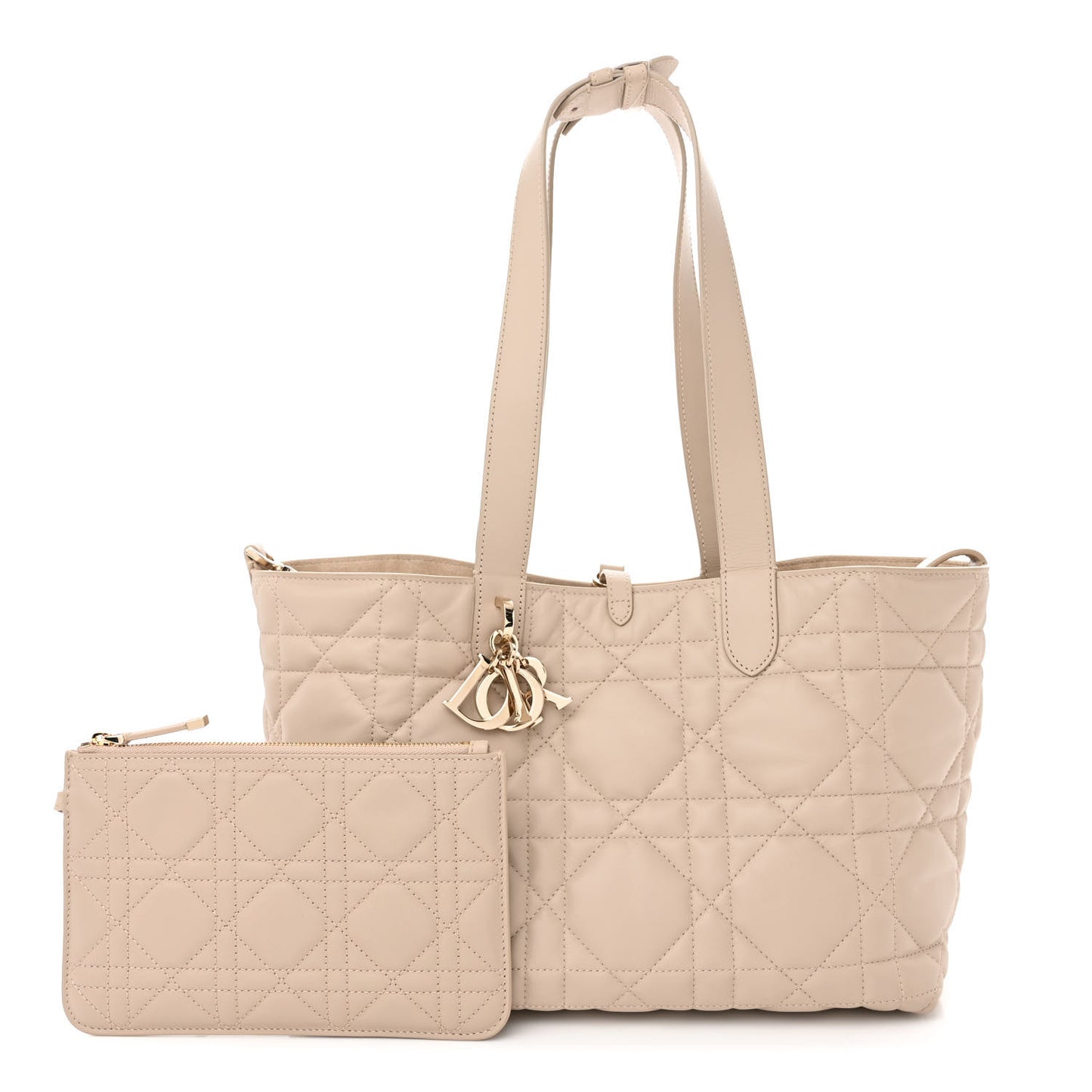 Calfskin Macrocannage Medium Toujour Powder Beige