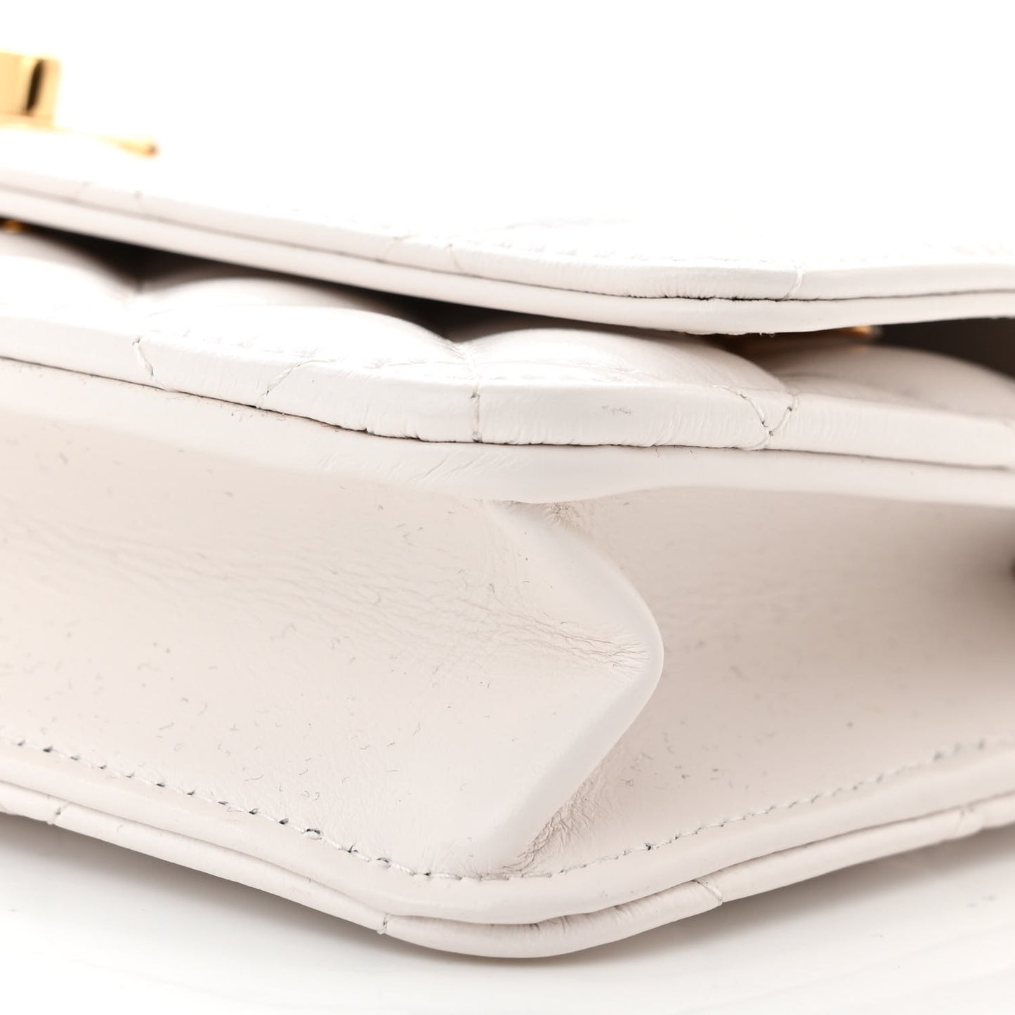 Lambskin Quilted Hearts CC Wallet On Chain WOC White
