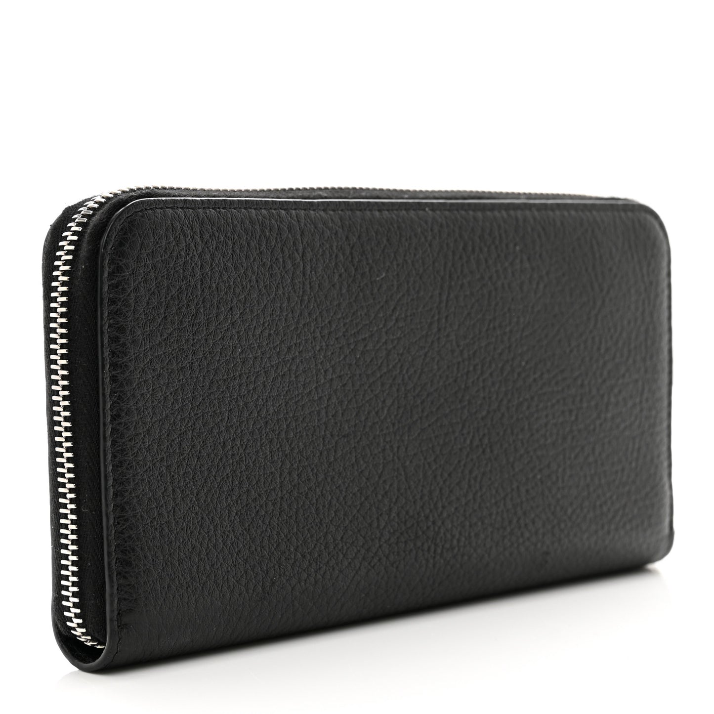 Vitello Daino Triangle Zip Around Wallet Black