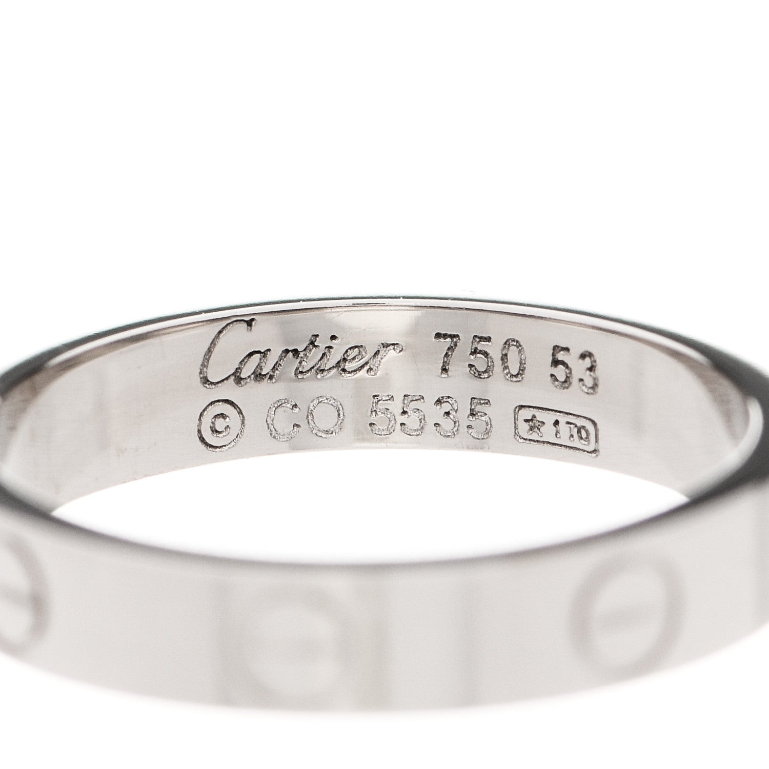 Cartier 18K White Gold 3.5mm LOVE Wedding Band Ring 53 6.5 3 of 4