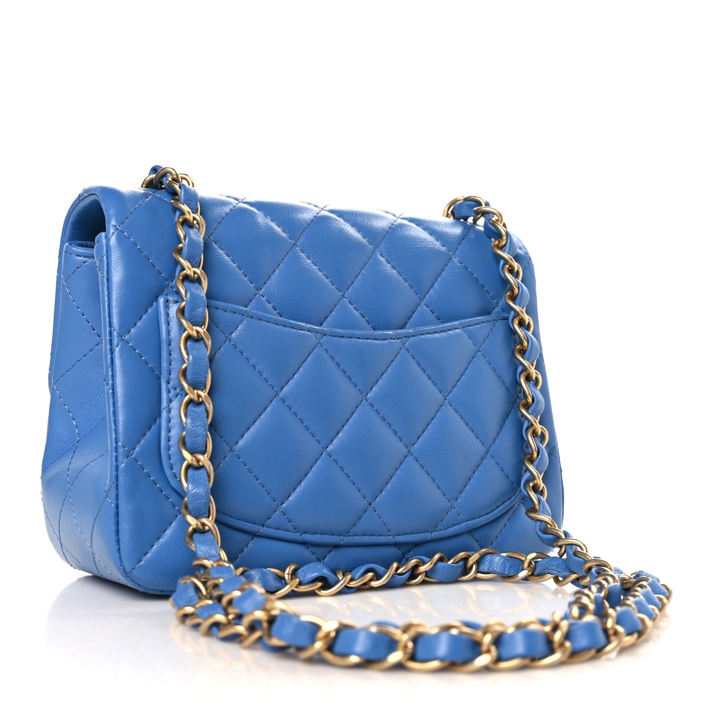 Lambskin Quilted Mini Square Flap Blue