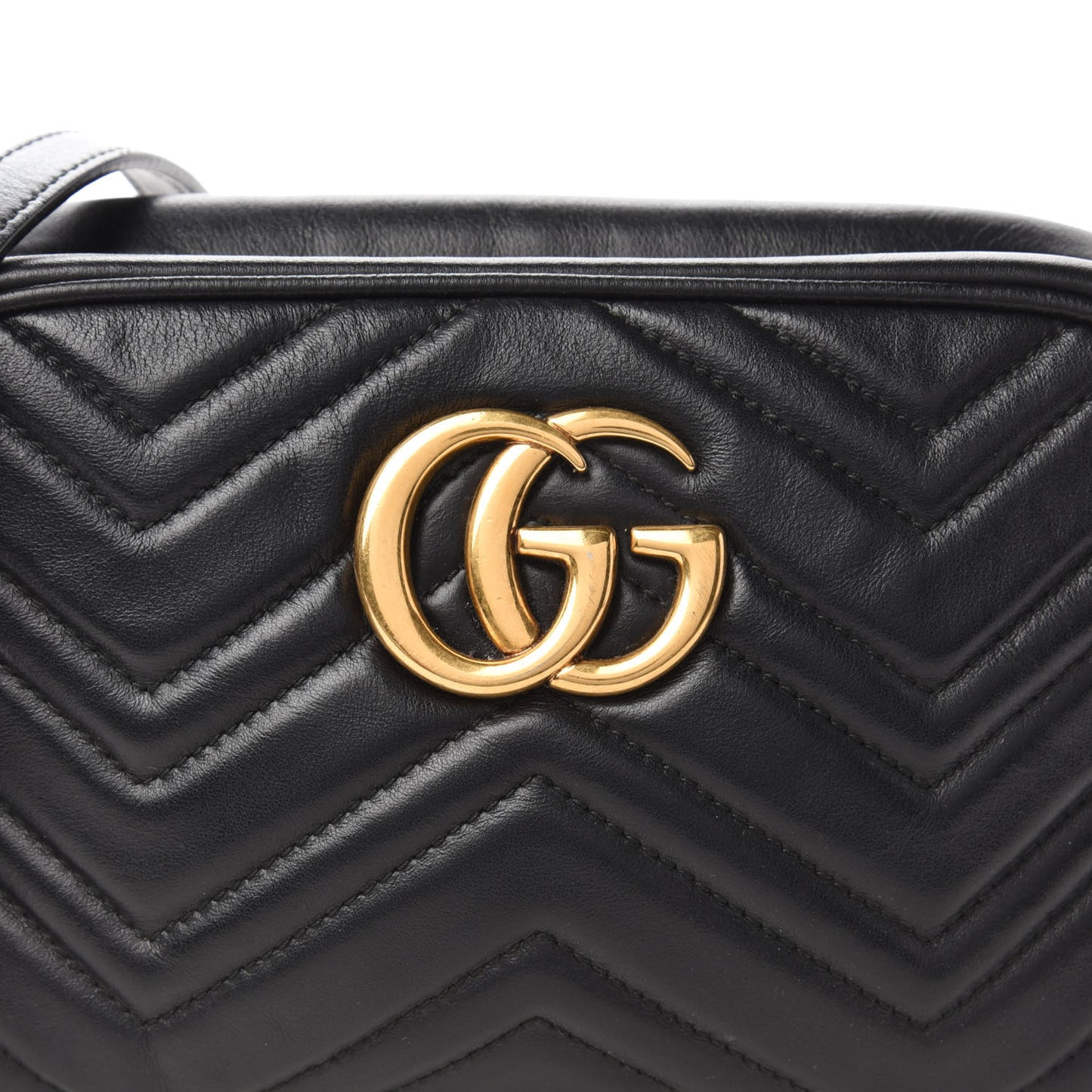Calfskin Matelasse Small GG Marmont Chain Shoulder Bag Black