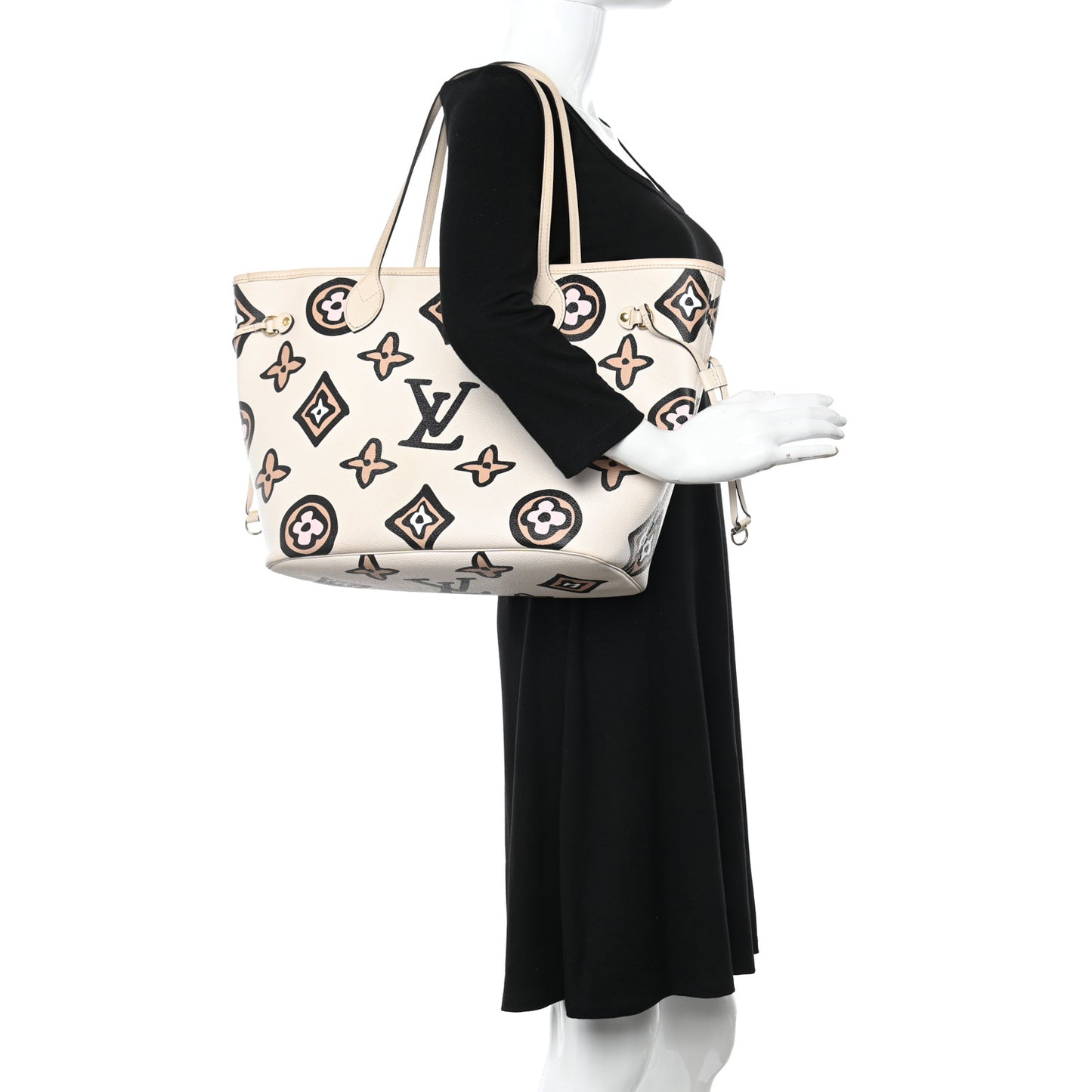 Monogram Giant Wild at Heart Neverfull MM Creme