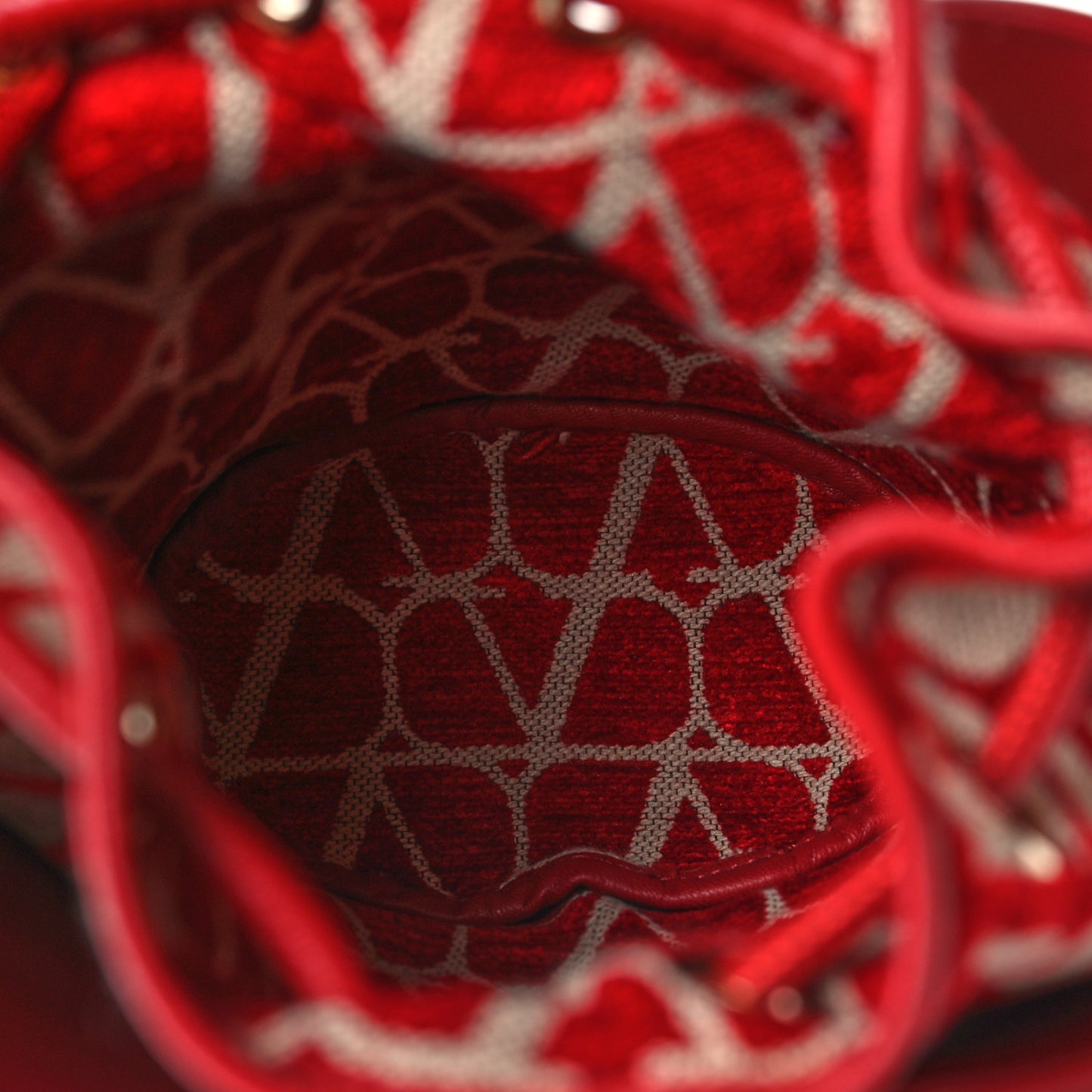 Toile Iconographe Nappa Le Cinquième Bucket Bag Naturale Rosso Valentino