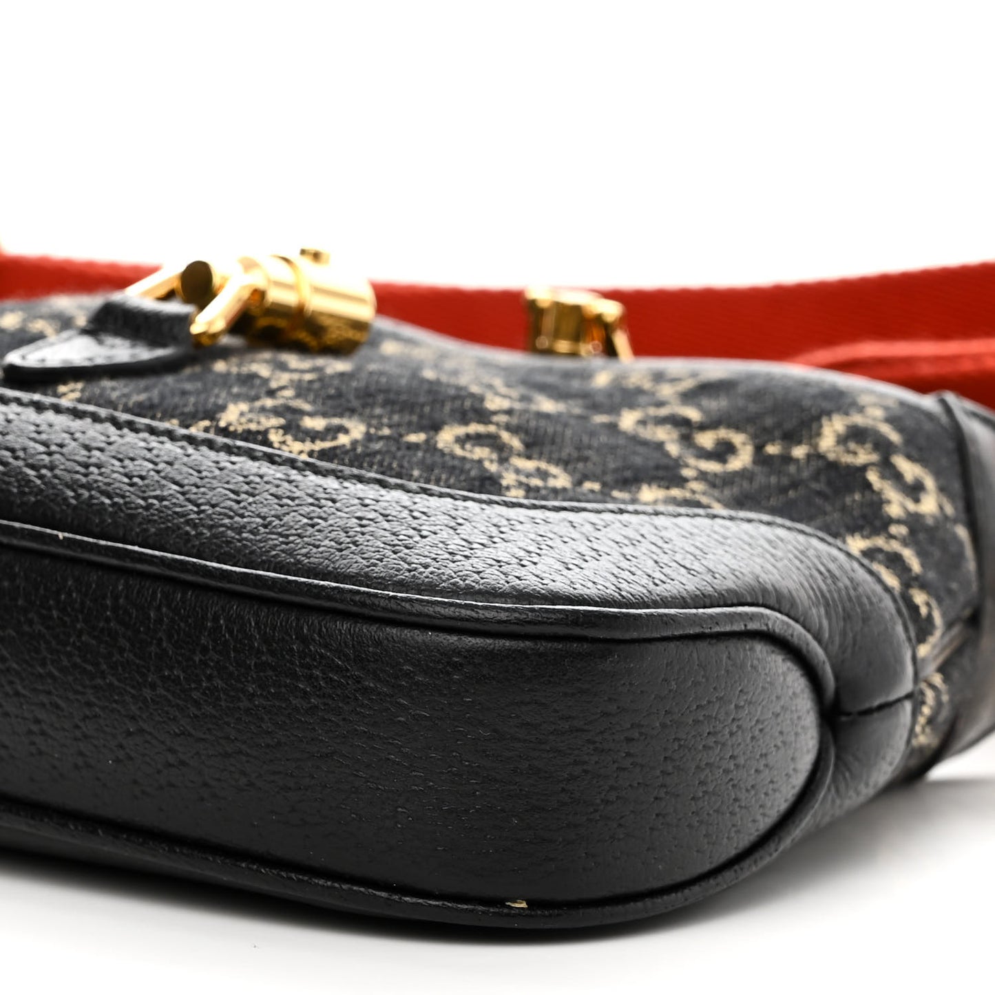 Jacquard Black Denim GG Monogram Textured Dollar Calfskin Mini Jackie 1961 Hobo Black Ivory