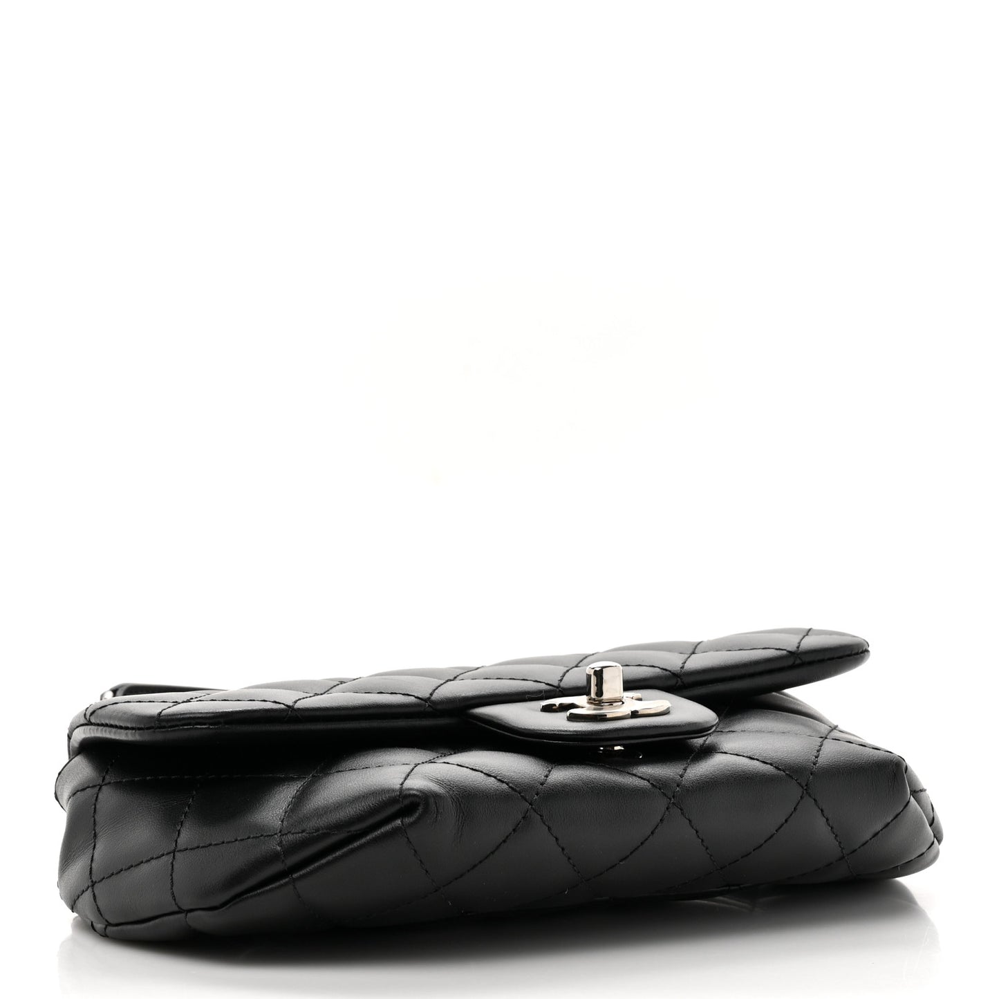 Calfskin Quilted CC Uniform Flap Belt Bag Black