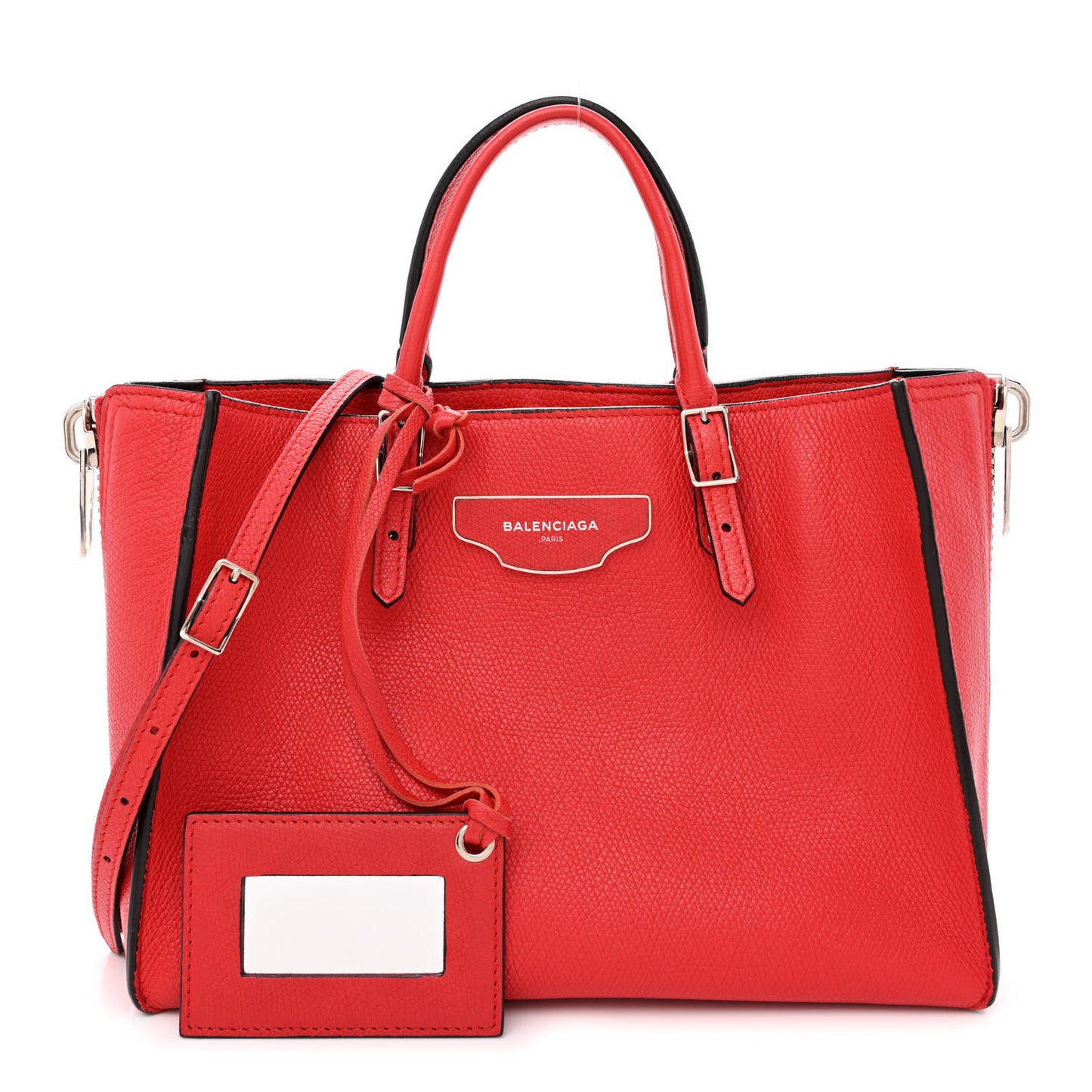 Grained Calfskin Plate Hardware Papier A6 Zip Around Tote Rouge Houx