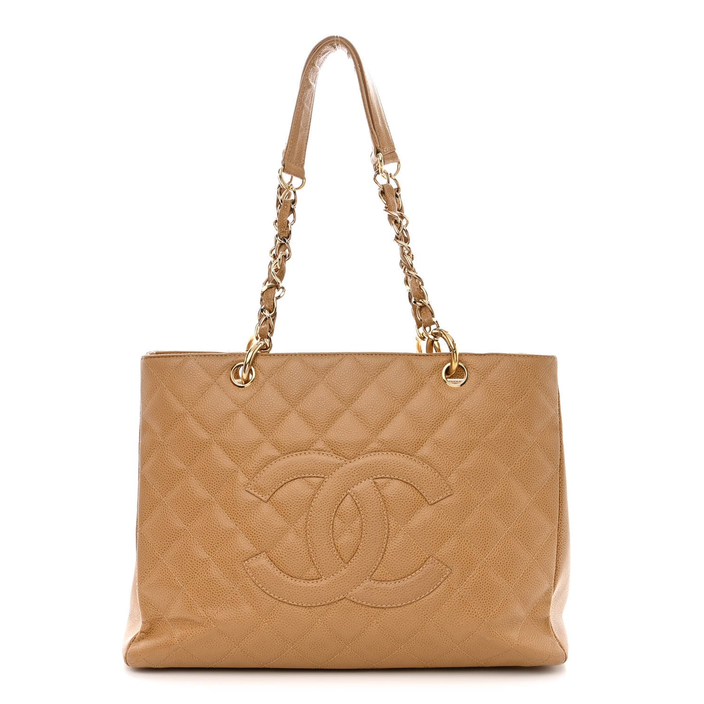 Caviar Quilted Grand Shopping Tote GST Beige