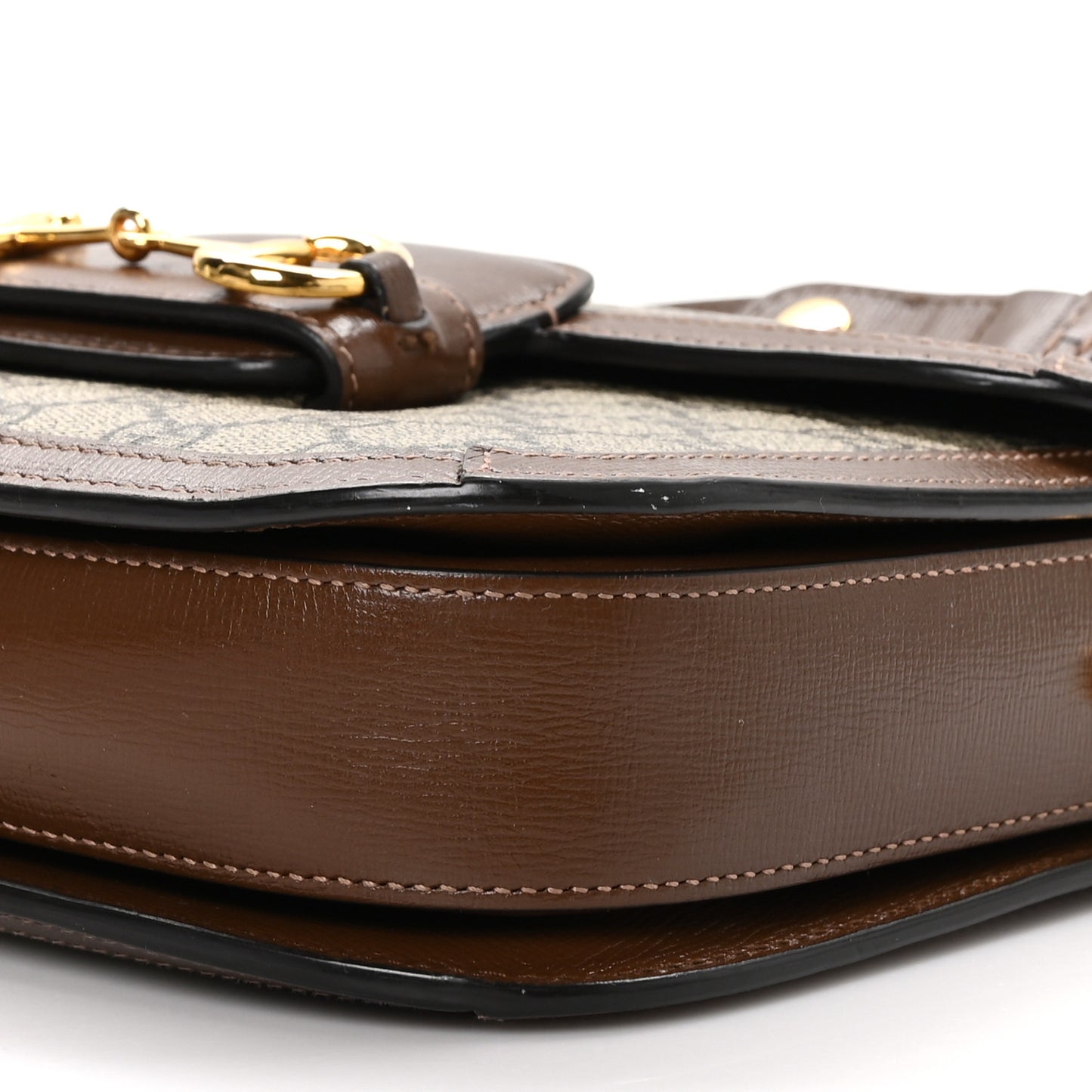GG Supreme Monogram Horsebit 1955 Shoulder Bag Beige Brown Sugar
