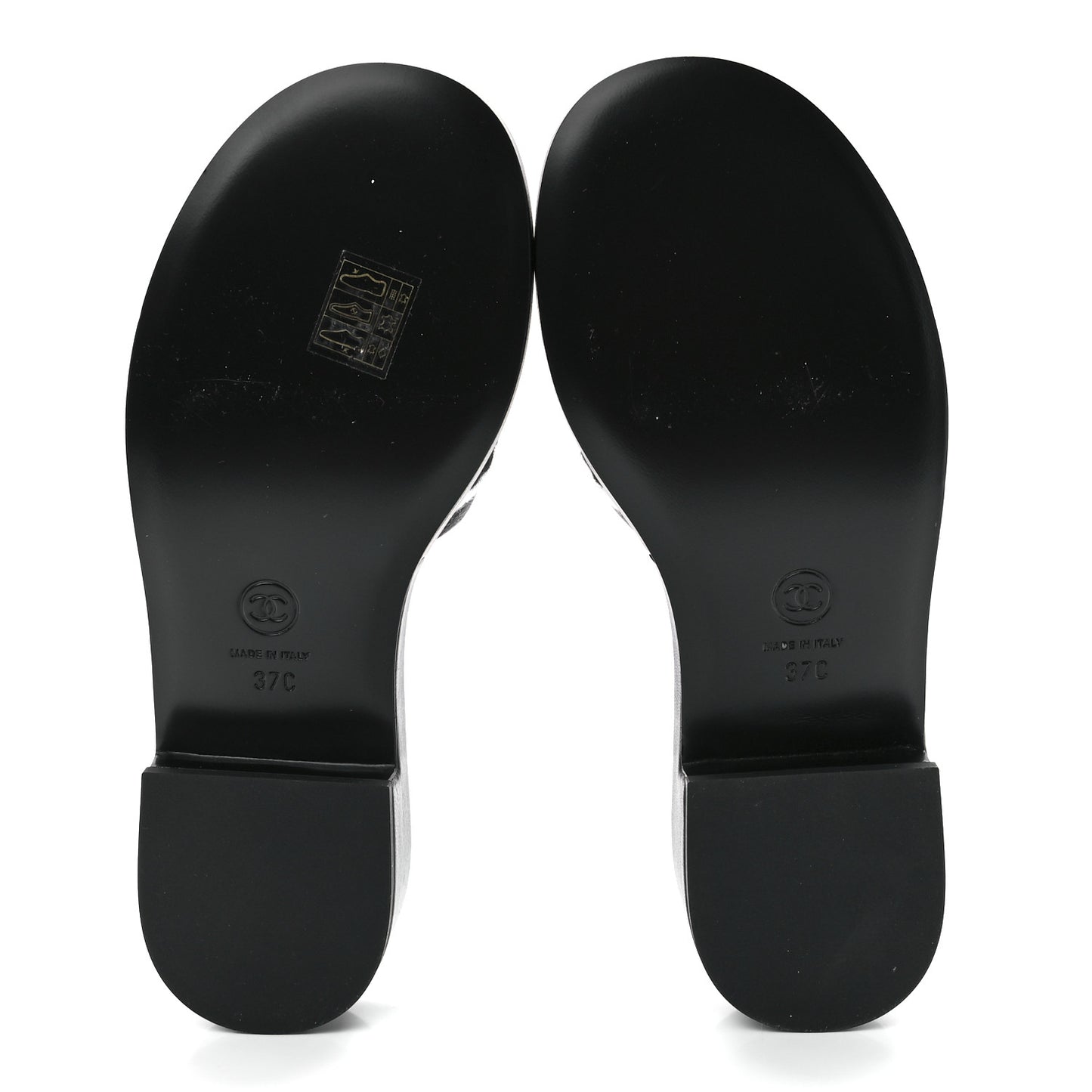 Lambskin Embroidered CC Mule Sandal 37 Black White