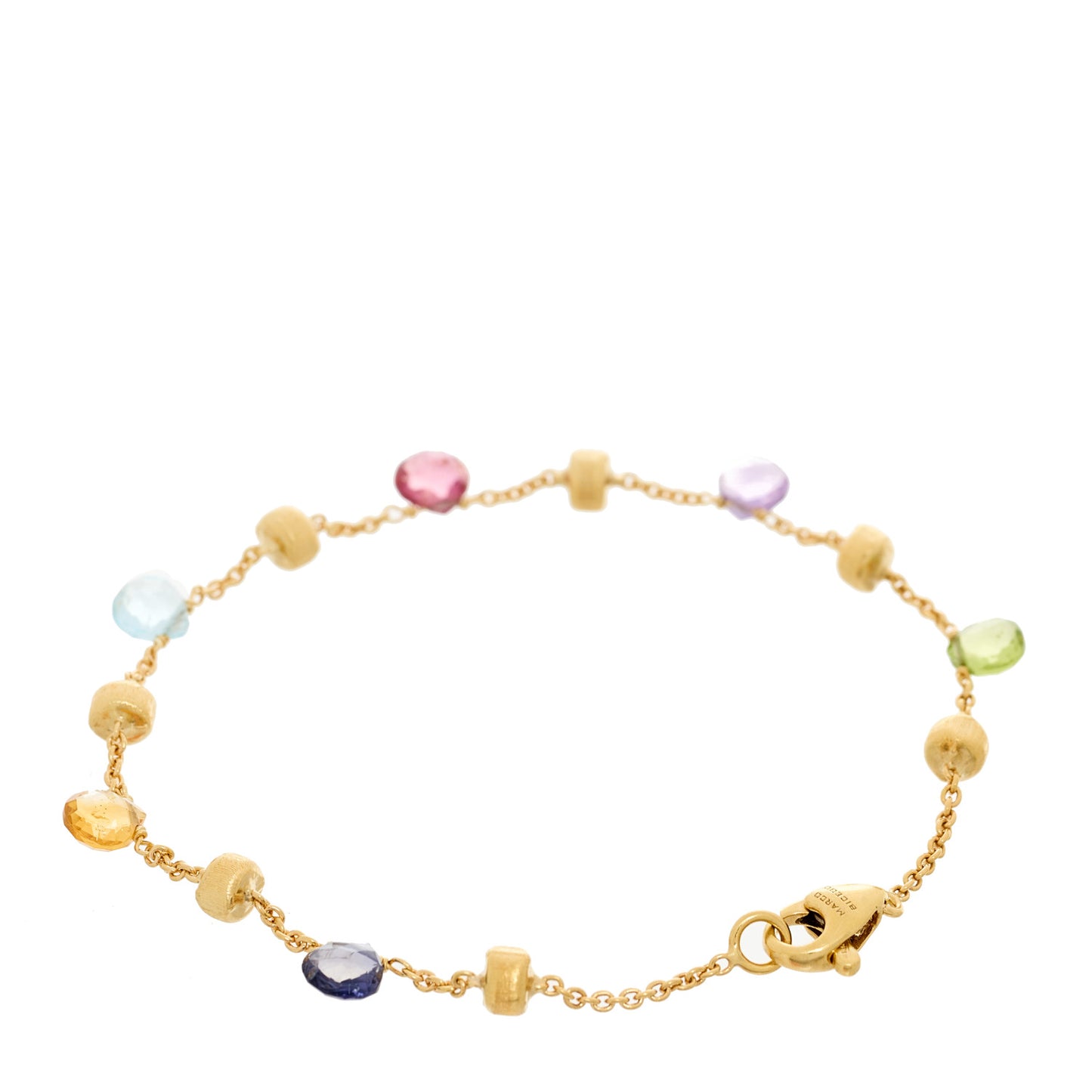 18K Yellow Gold Multi Gemstone Paradise Single Strand Bracelet
