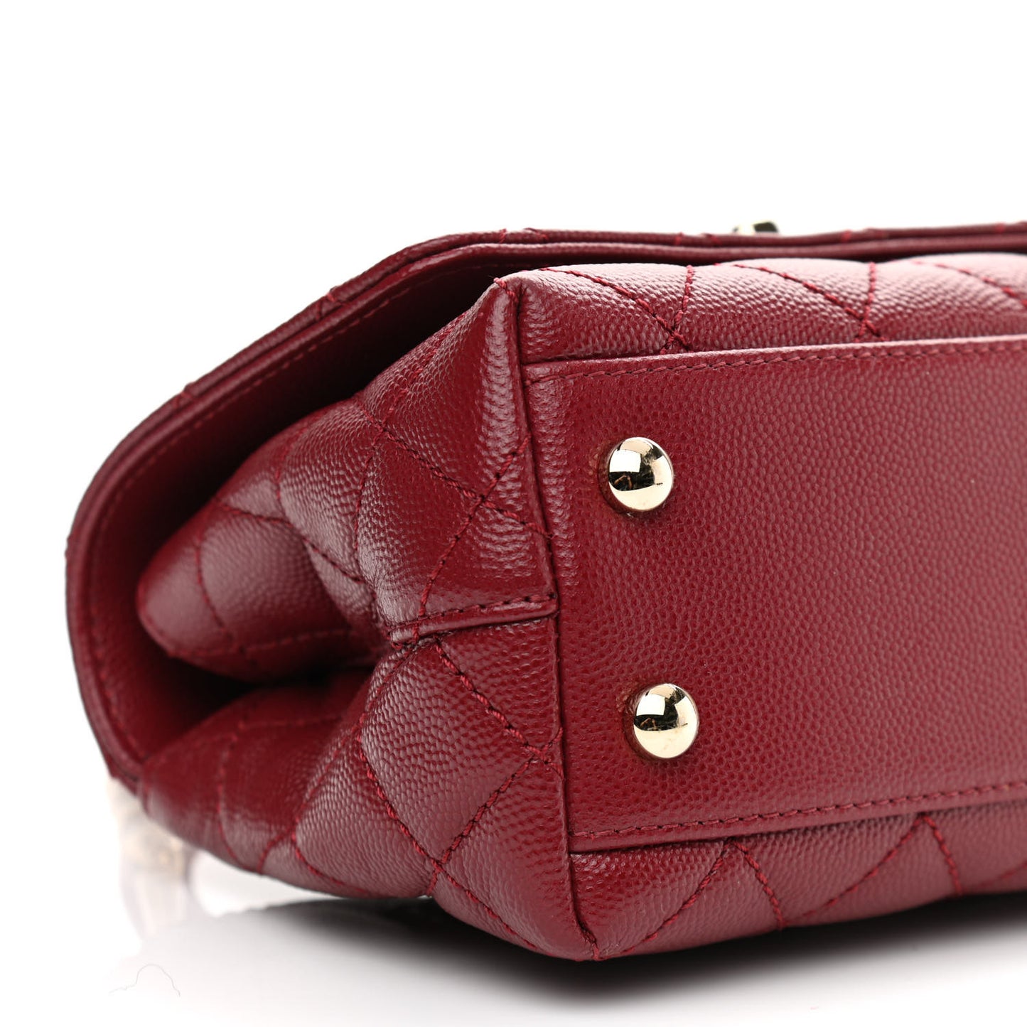 Caviar Quilted Lizard Embossed Extra Mini Coco Handle Flap Burgundy