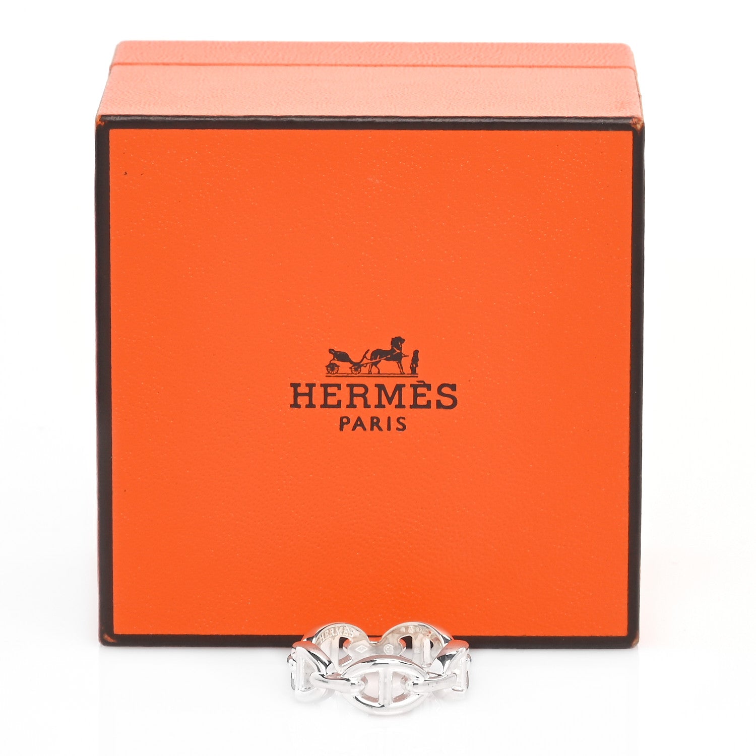 Hermes Sterling Silver PM Chaine d'Ancre Enchainee Band Ring 52 6 6 of 6