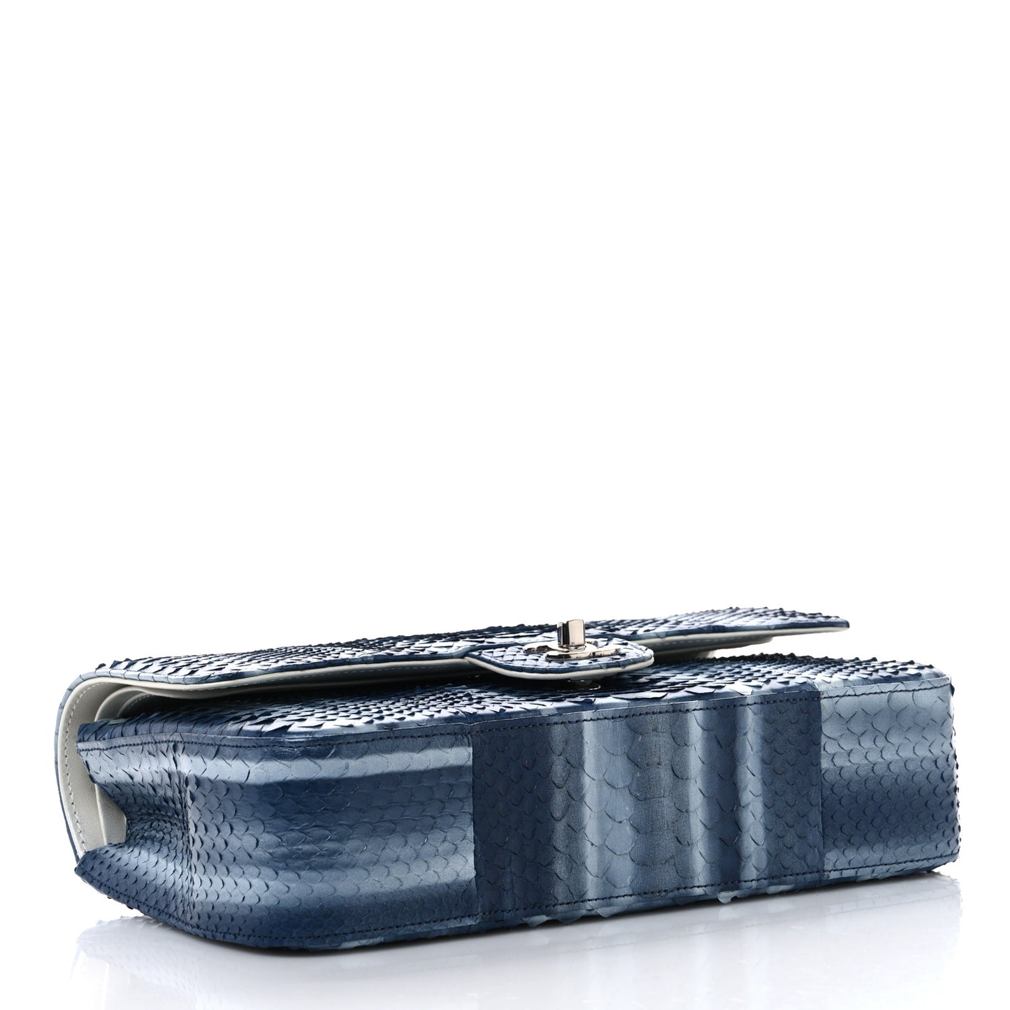 Metallic Snakeskin Ombre Medium Double Flap Blue Silver
