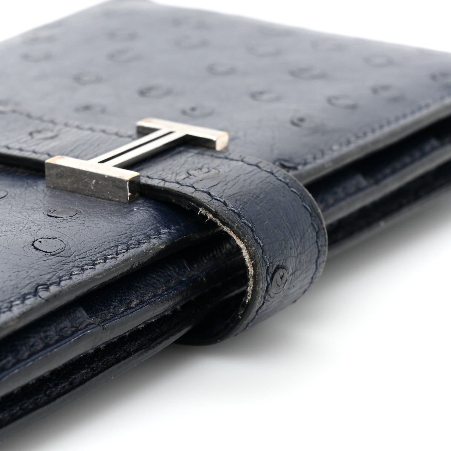Hermes Ostrich Bearn Wallet Bleu Iris 16 of 17