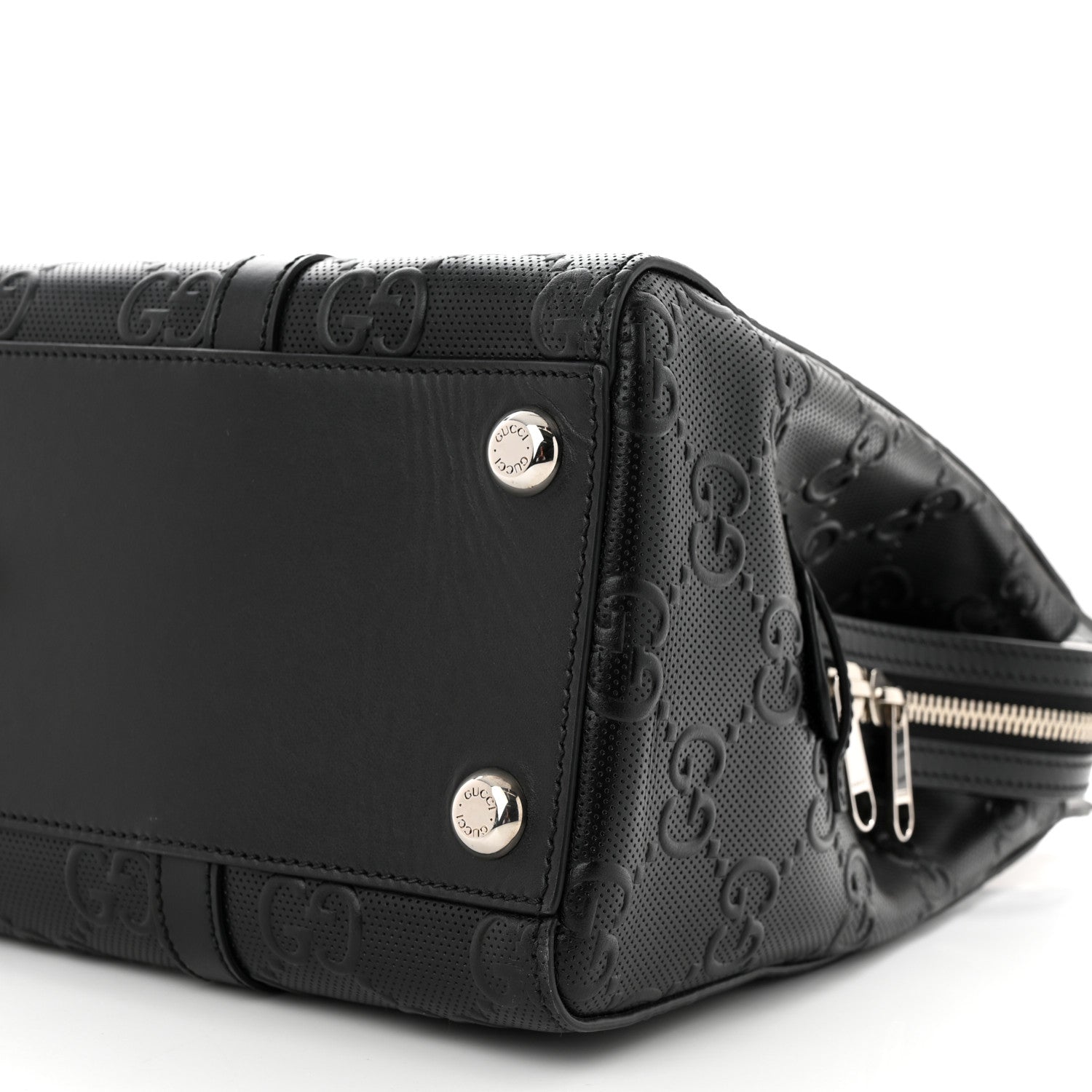 Gucci Calfskin GG Tennis Embossed Tote Bag Black 10 of 10