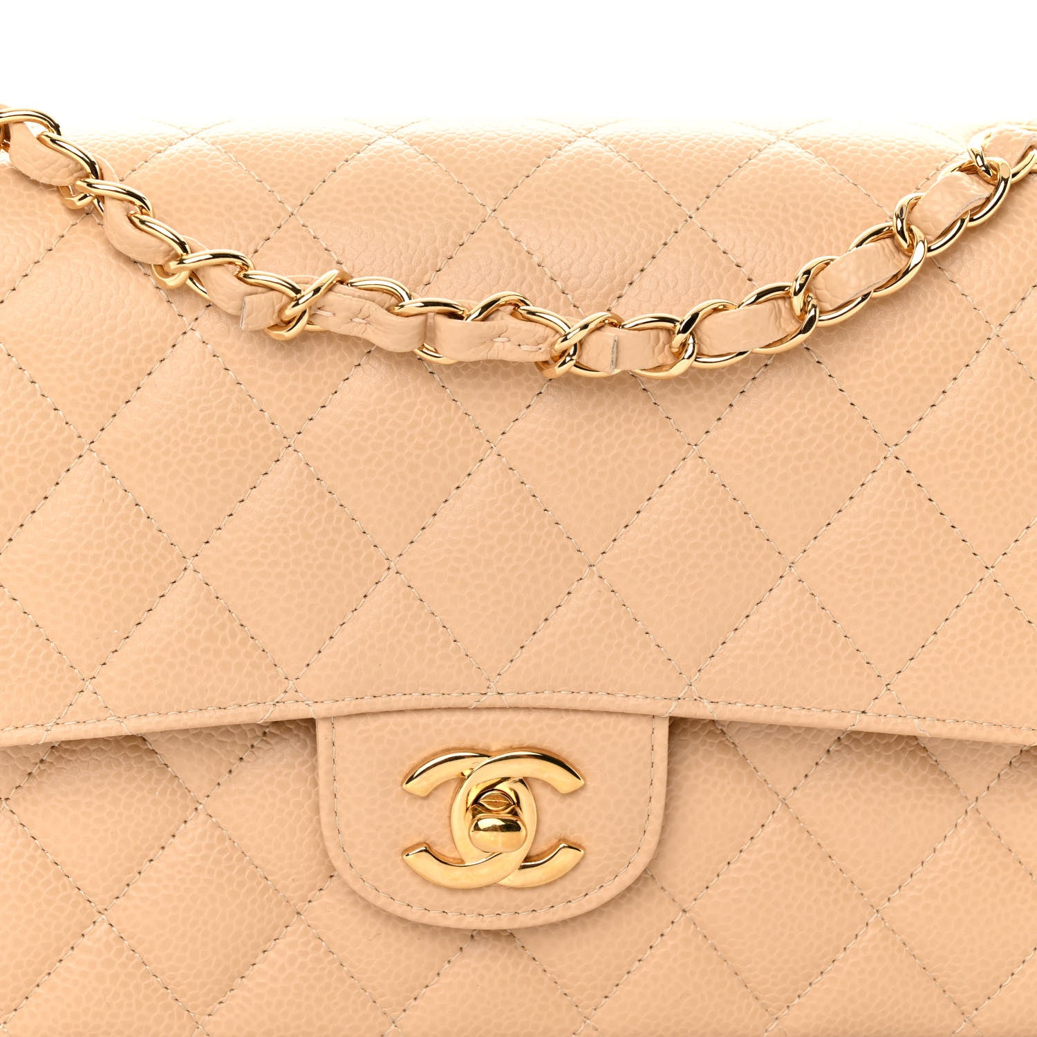 Chanel Caviar Quilted Medium Double Flap Beige 8 of 10
