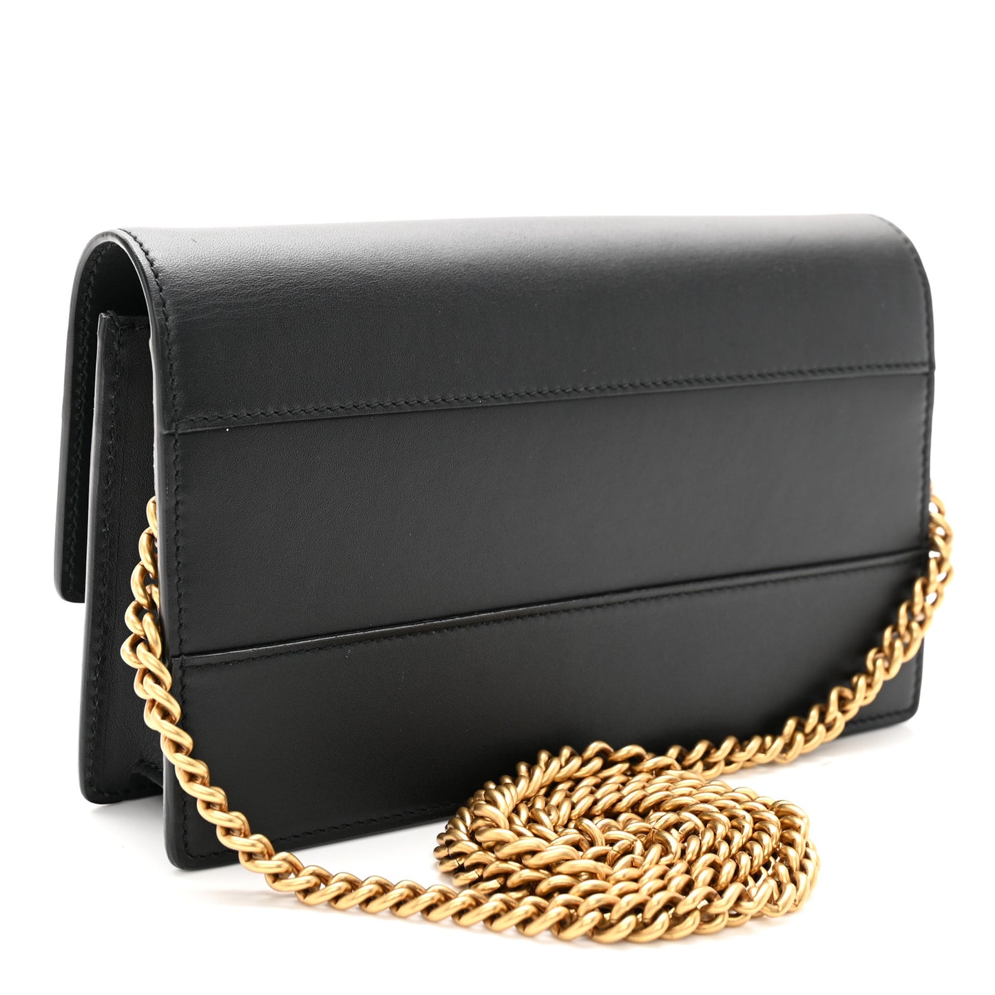 Calfskin Queen Margaret Chain Wallet Black