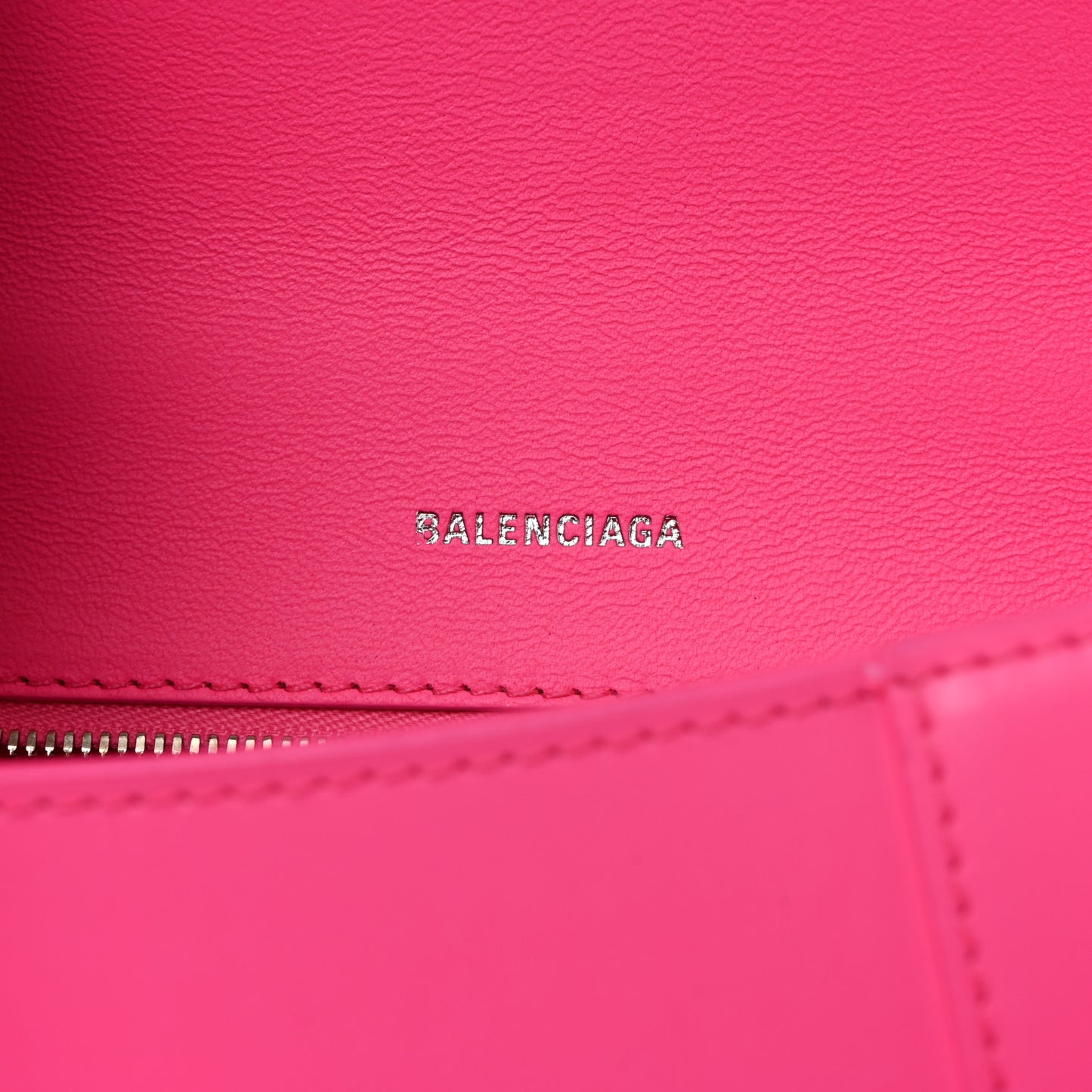 Shiny Box Calfskin Small Hourglass Top Handle Bag Fluo Pink