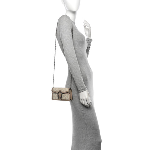 GG Supreme Monogram Textured Dollar Calfskin Super Mini Dionysus Shoulder Bag Beige Mystic White Oatmeal