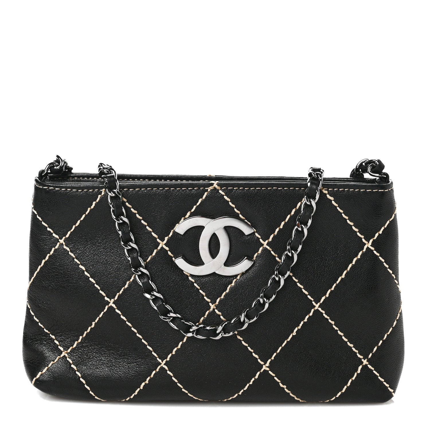 Chanel Lambskin Surpique Stitch Pochette Black 1121424 – FASHIONPHILE