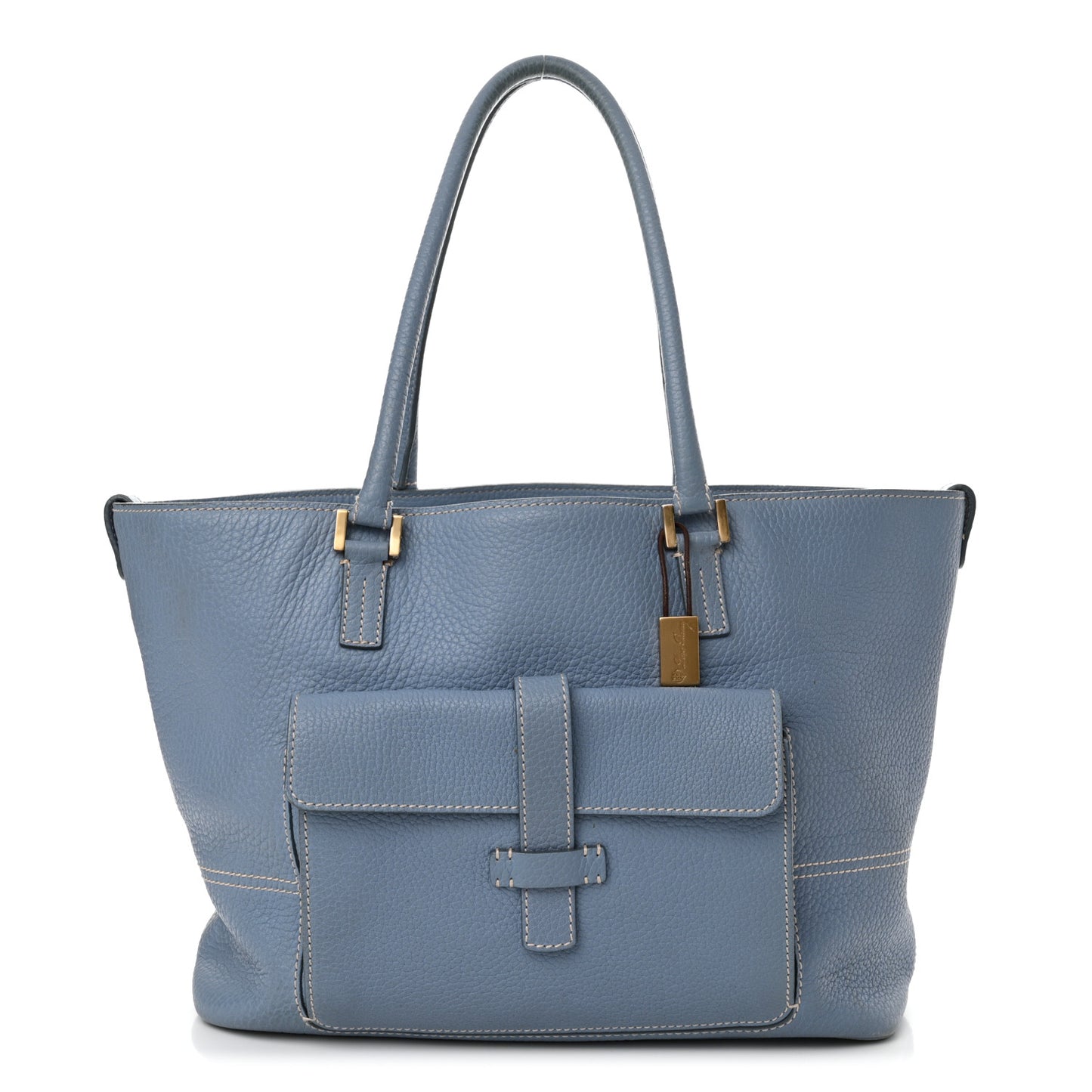 Grained Calfskin Globe Shoulder Bag Sky Blue