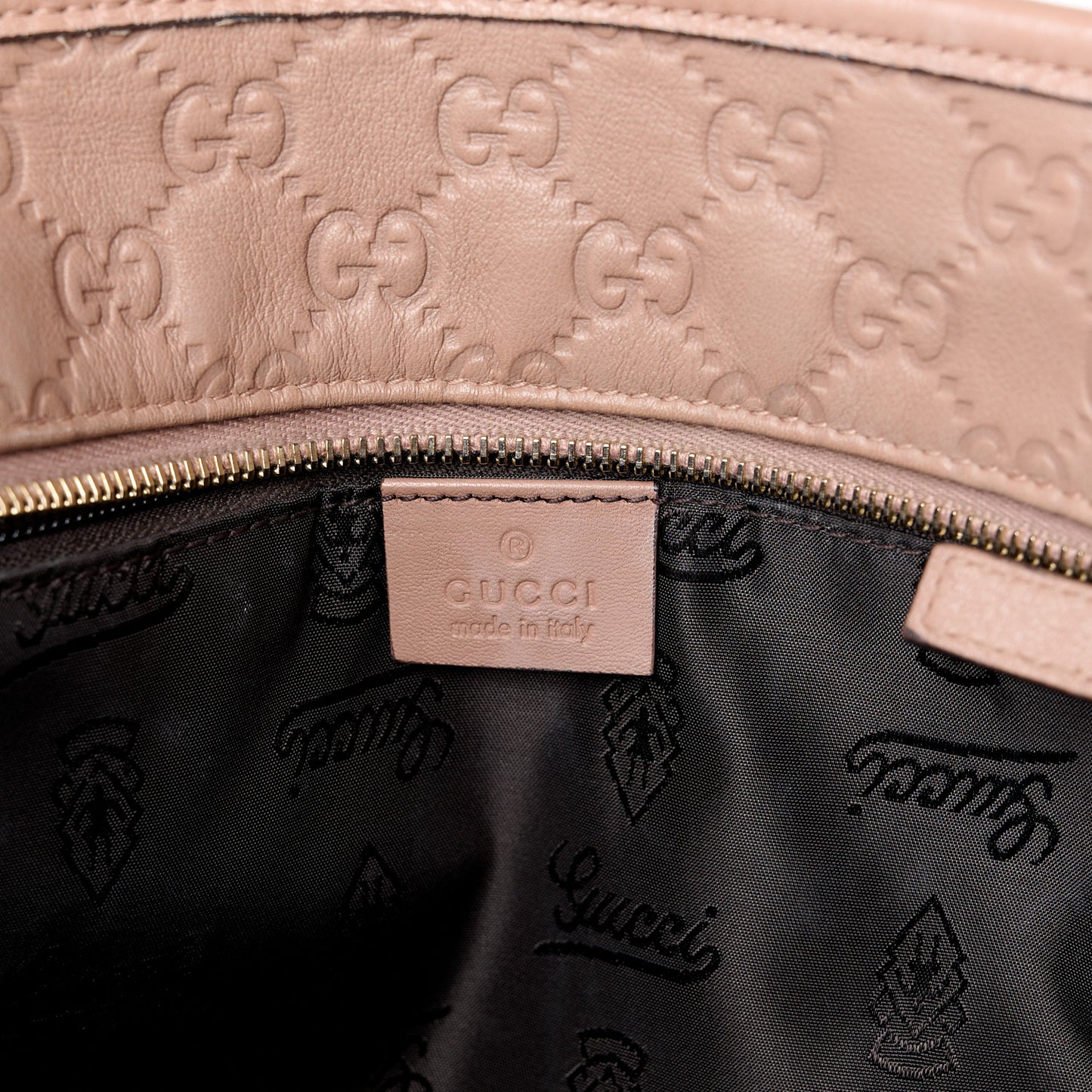 Guccissima Medium Zippered Shopping Tote Rose Beige