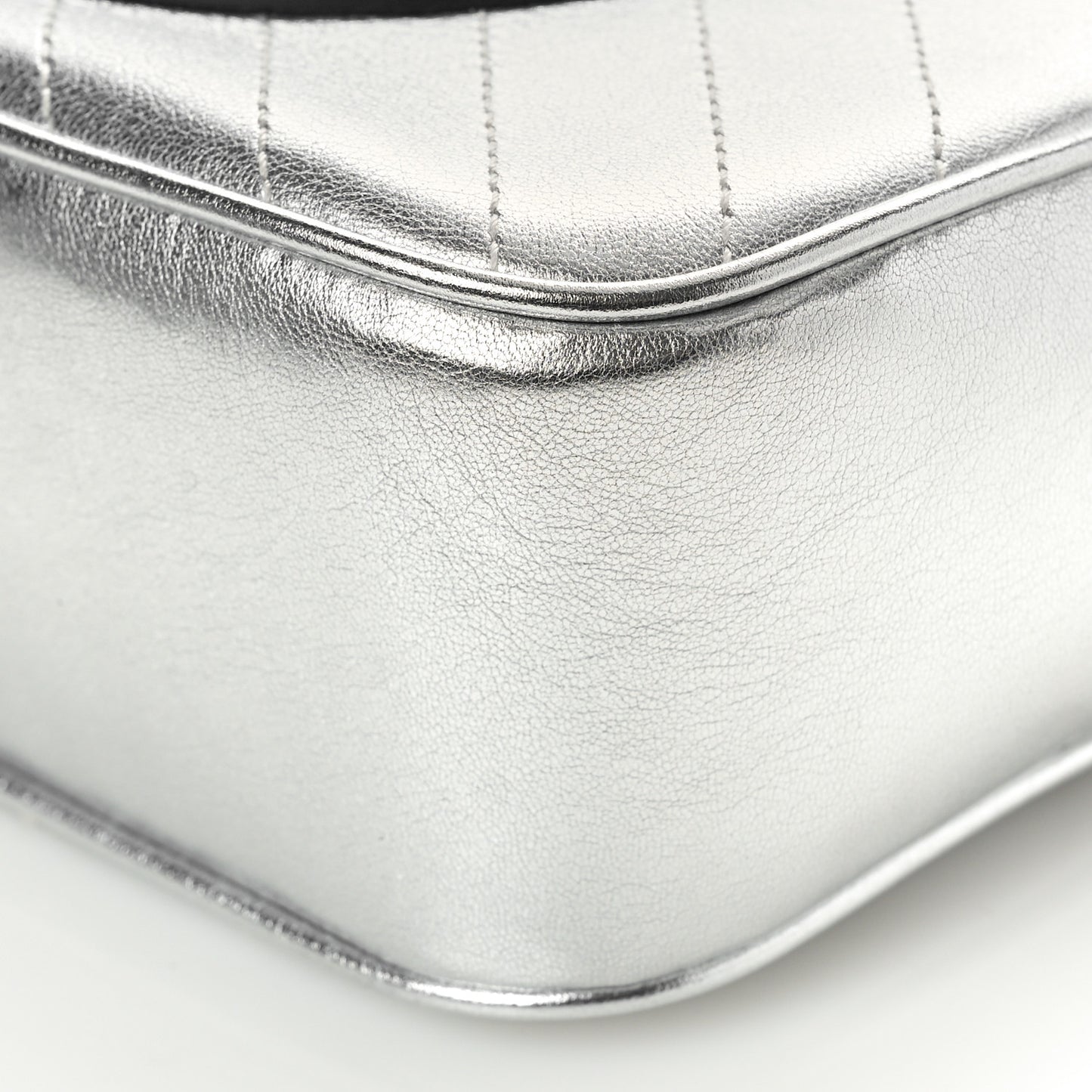 Metallic Sakai Be Green Calfskin Diagonal Stitched Small Blondie Shoulder Bag Silver