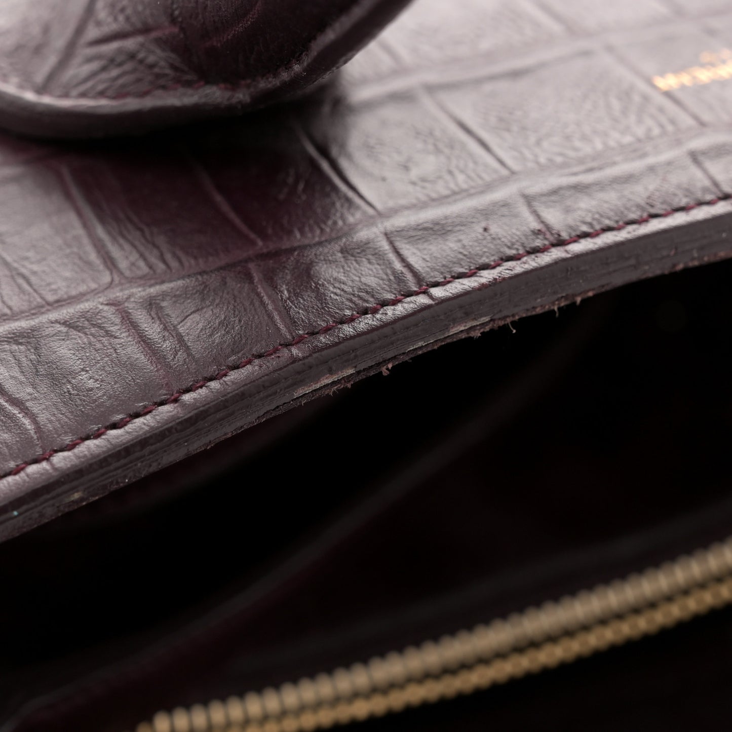 Calfskin Crocodile Embossed Small Sac de Jour Wine