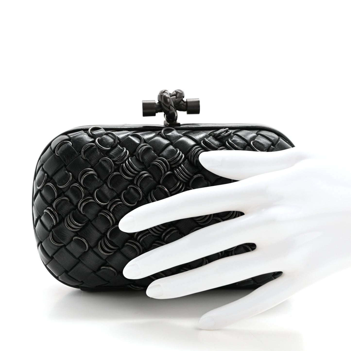 Nappa Intrecciato Knot Clutch Black
