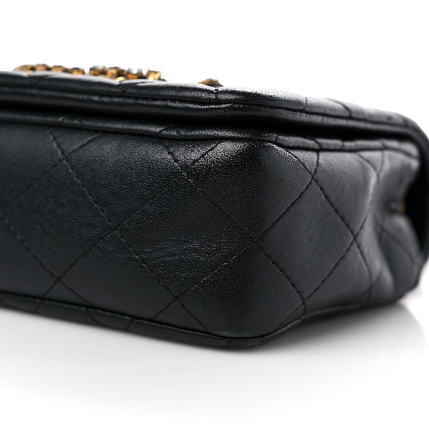 Lambskin Quilted Crystal CC Mini Flap Black