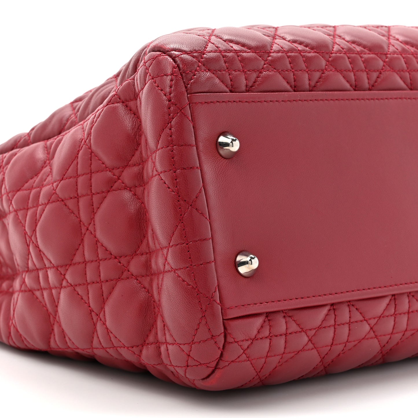 Lambskin Cannage Large Dior Soft Shopping Tote Red